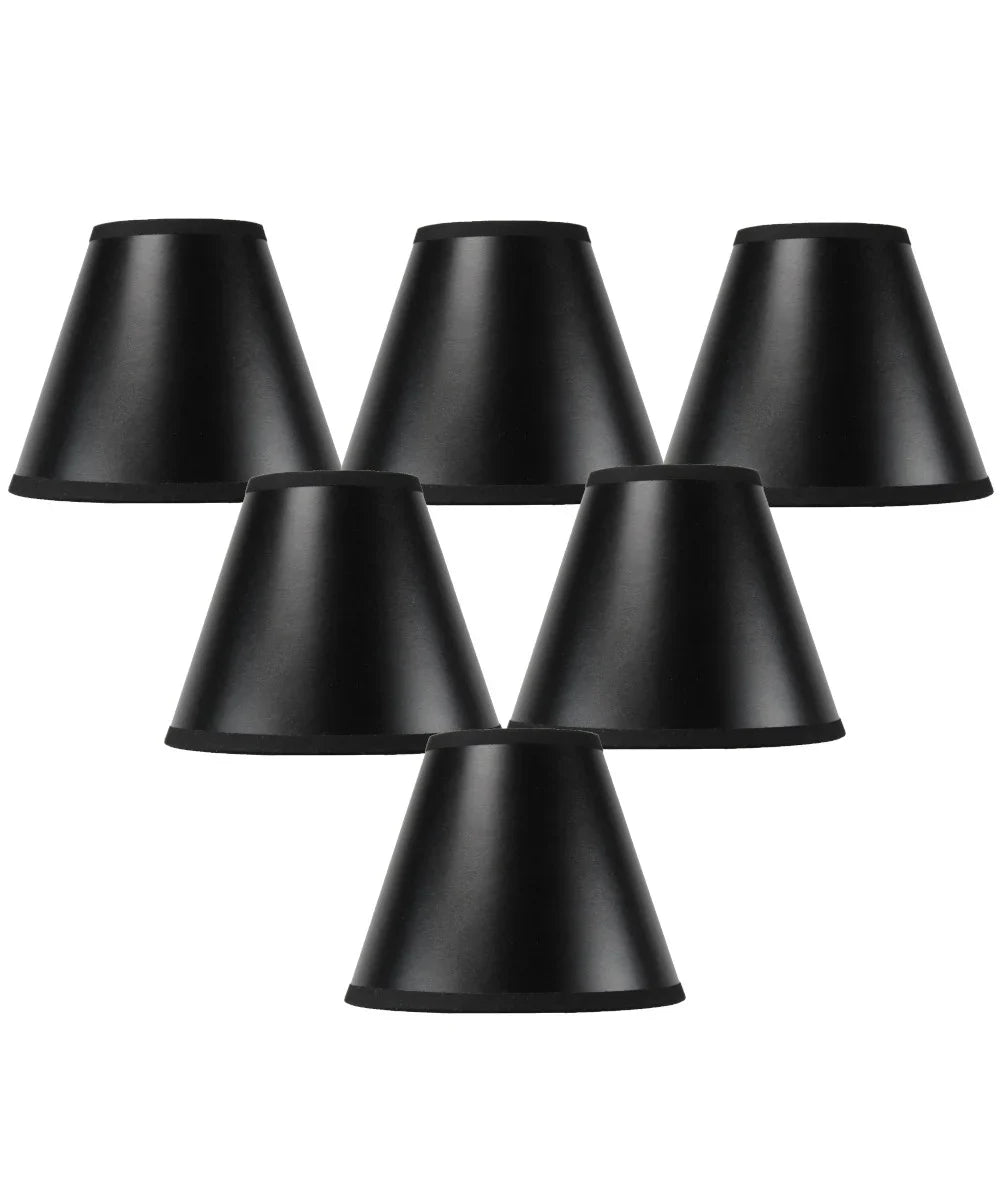 Set 6 Shade Clip 3x6x5 Black of Chandelier Gold-Lined Parchment Candle Lamp