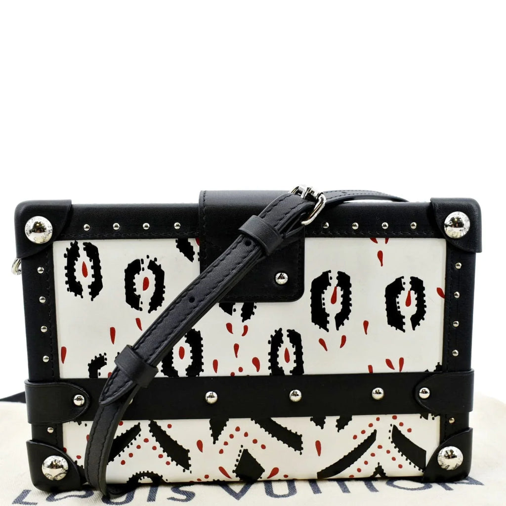 Black/Multicolor Print Crossbody Petite Pre-owned Bag LOUIS Graphic VUITTON Malle Leather