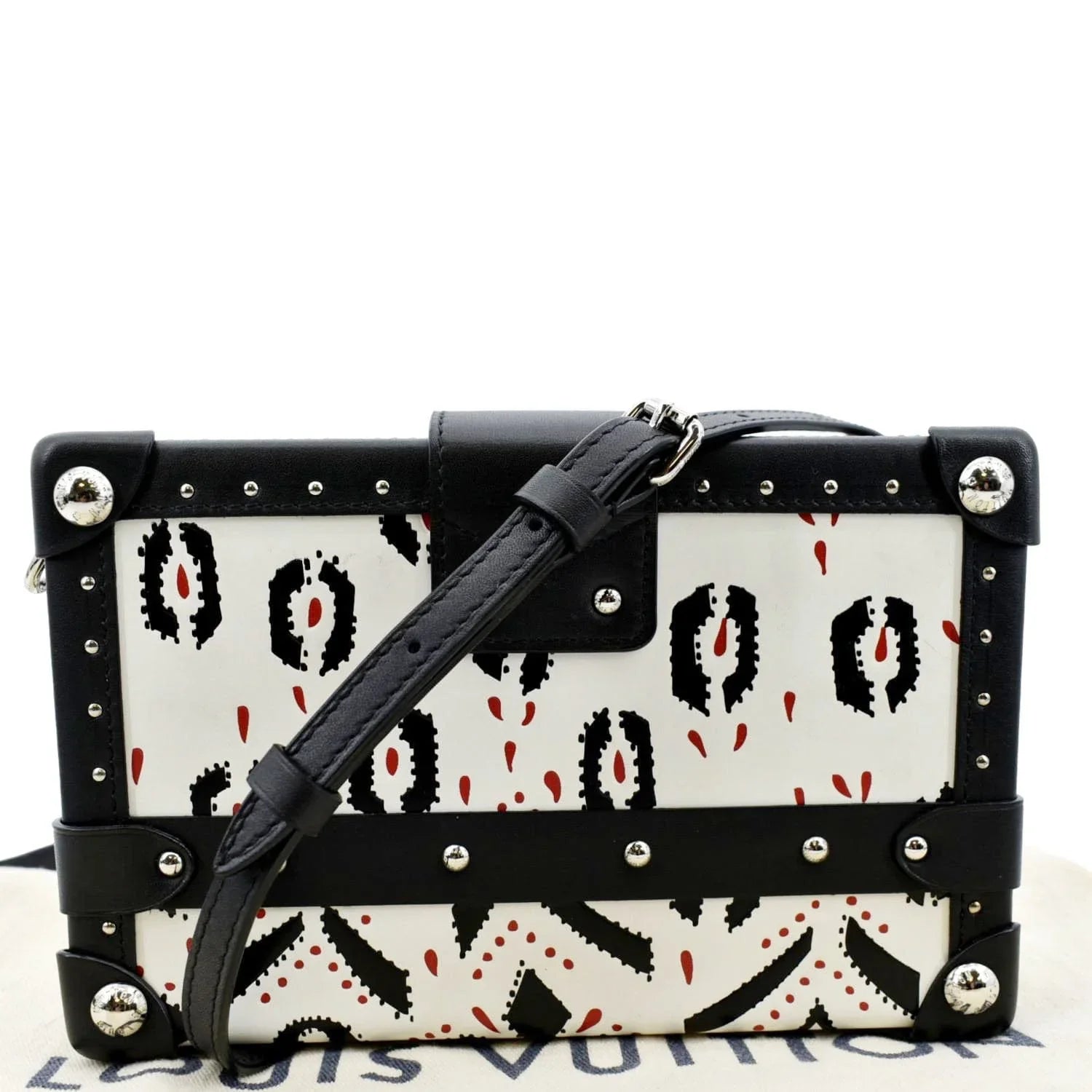 Black/Multicolor Print Crossbody Petite Pre-owned Bag LOUIS Graphic VUITTON Malle Leather