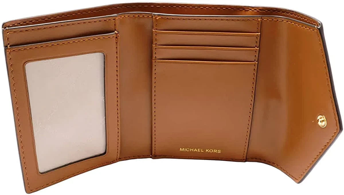 Carmen Kors Wallet Vanilla/Acorn Ladies Logo Envelope Michael - Signature Medium Tri-Fold