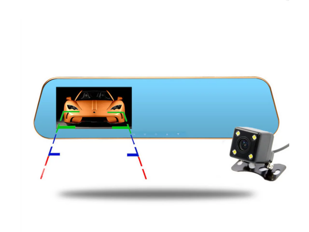 4.3 Front 1080P Car Cam System with Car Rearview Full Dash Camera Car Mirror Parking Car Dual LCD DVR HD Lens with Vehicles X10 DVR, Inch for Recorder Camera Reverse Video Video