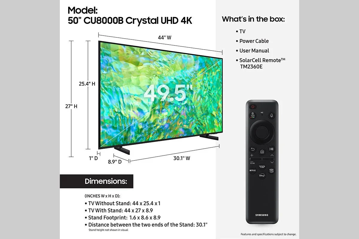 4K CU8000 Restored (Refurbished) Crystal UN50CU8000FXZA 50" TV UHD SAMSUNG Class Smart