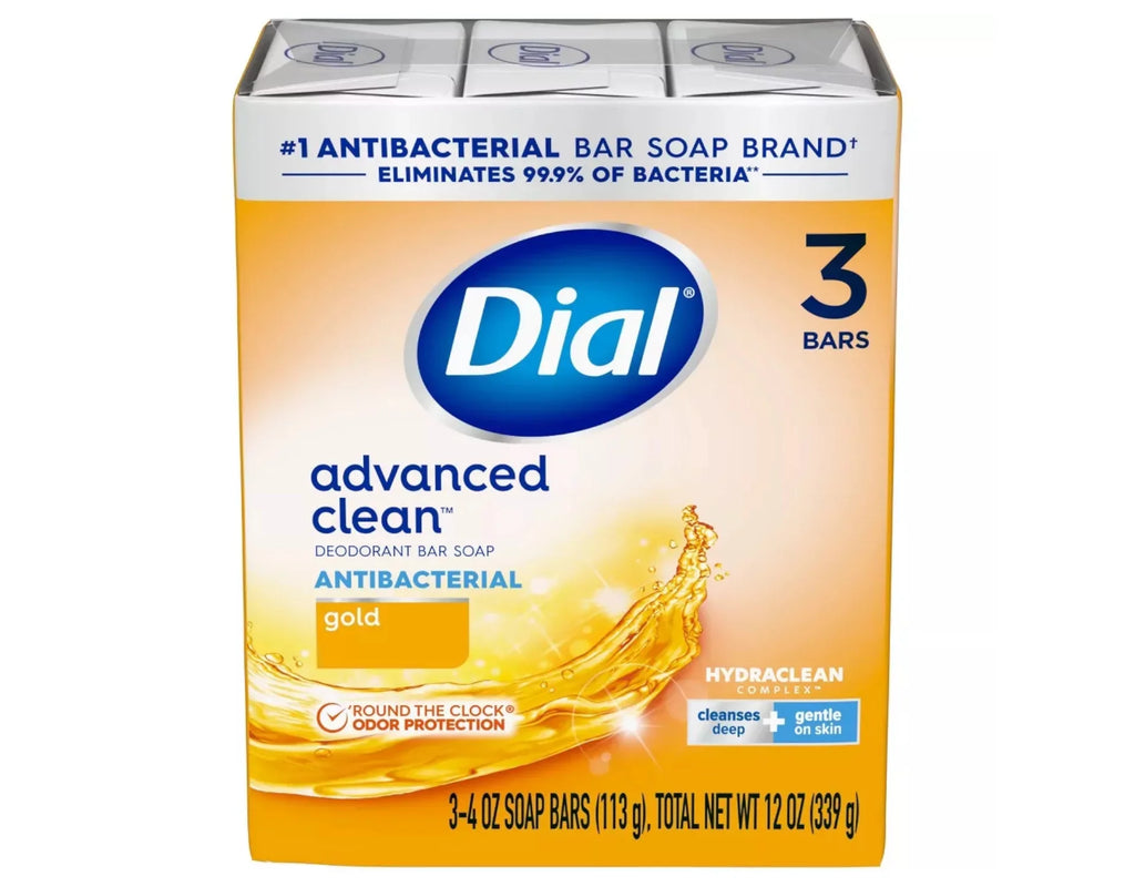 Deodorant 3 oz Gold, (Pack 4) Antibacterial Bar, Soap of bars, ea Dial 4