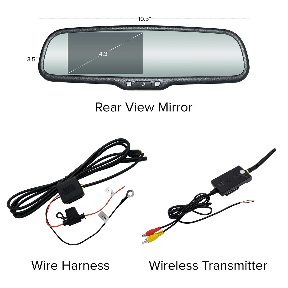 | & for Mount OEM Rear Wireless Screen LCD Transmitter Cars Mirror 4.3" Universal View with Master Fit Tailgaters