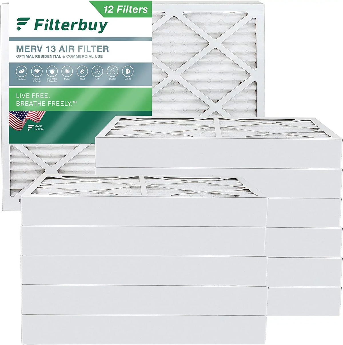 oxygen Pleated Filterbuy HVAC AC Furnace 20x24x4 MERV 13 (12-Pack) Filters