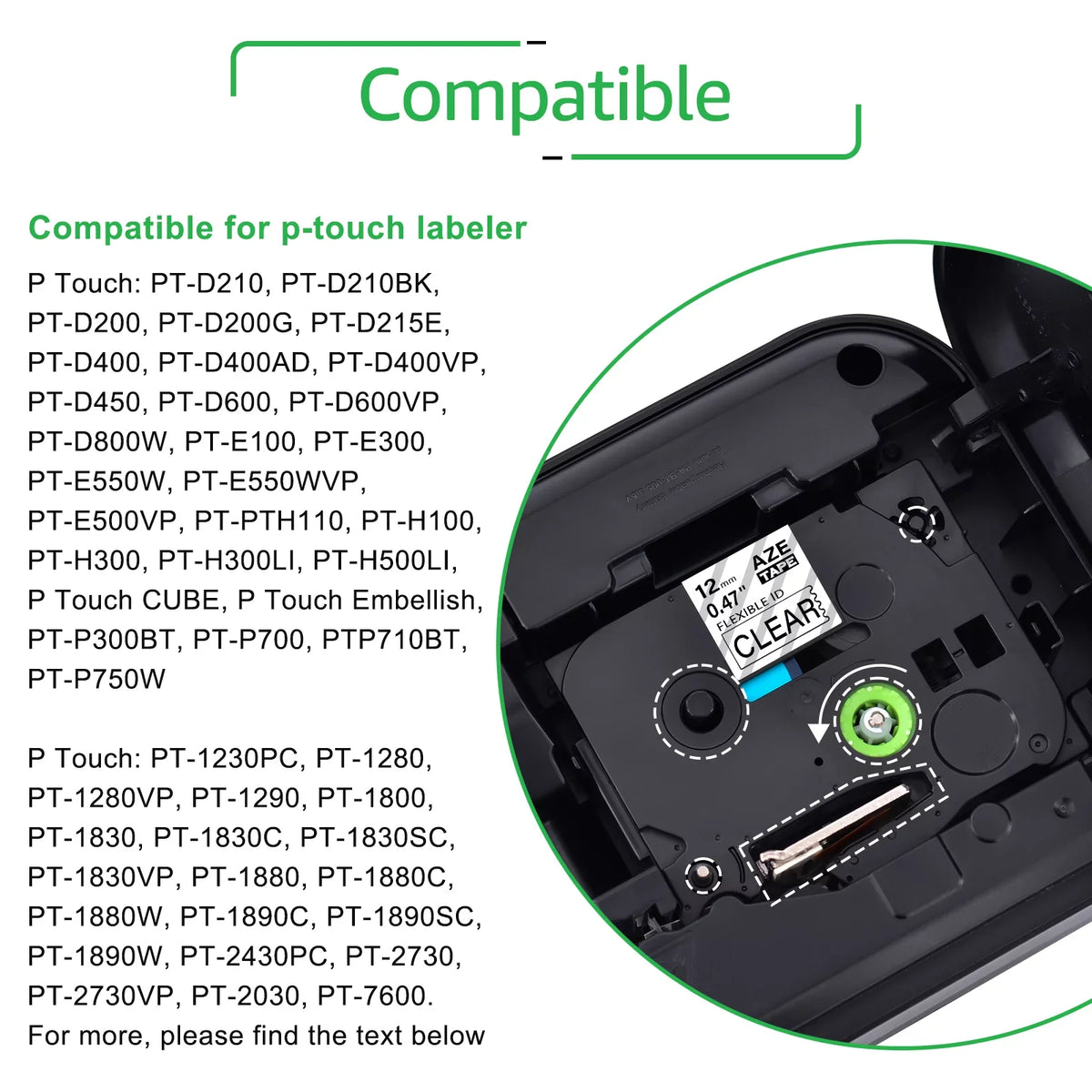 TZe TZ-131 Label 4PK 12mm Black TZe-FX131 TZ-FX131 TZe-131 P-touch Compatible Brother Wire Cable GREENCYCLE Flexible ID 8m Clear Tape for TZ x on