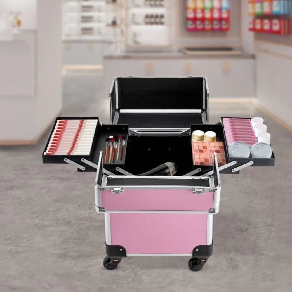 Box Cosmetic Case Rolling Large Space Extendable Trolley Makeup Train Storage