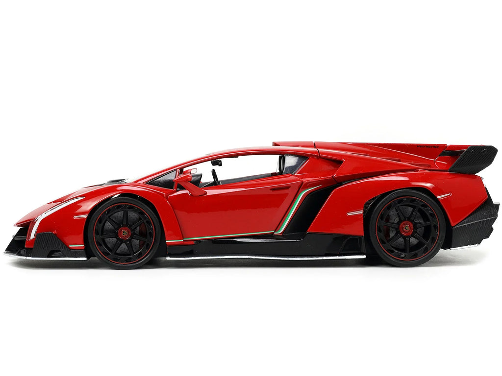 Black Red Lamborghini Car & Series 34212 1-24 Diecast Jada Hyper-Spec Veneno Model