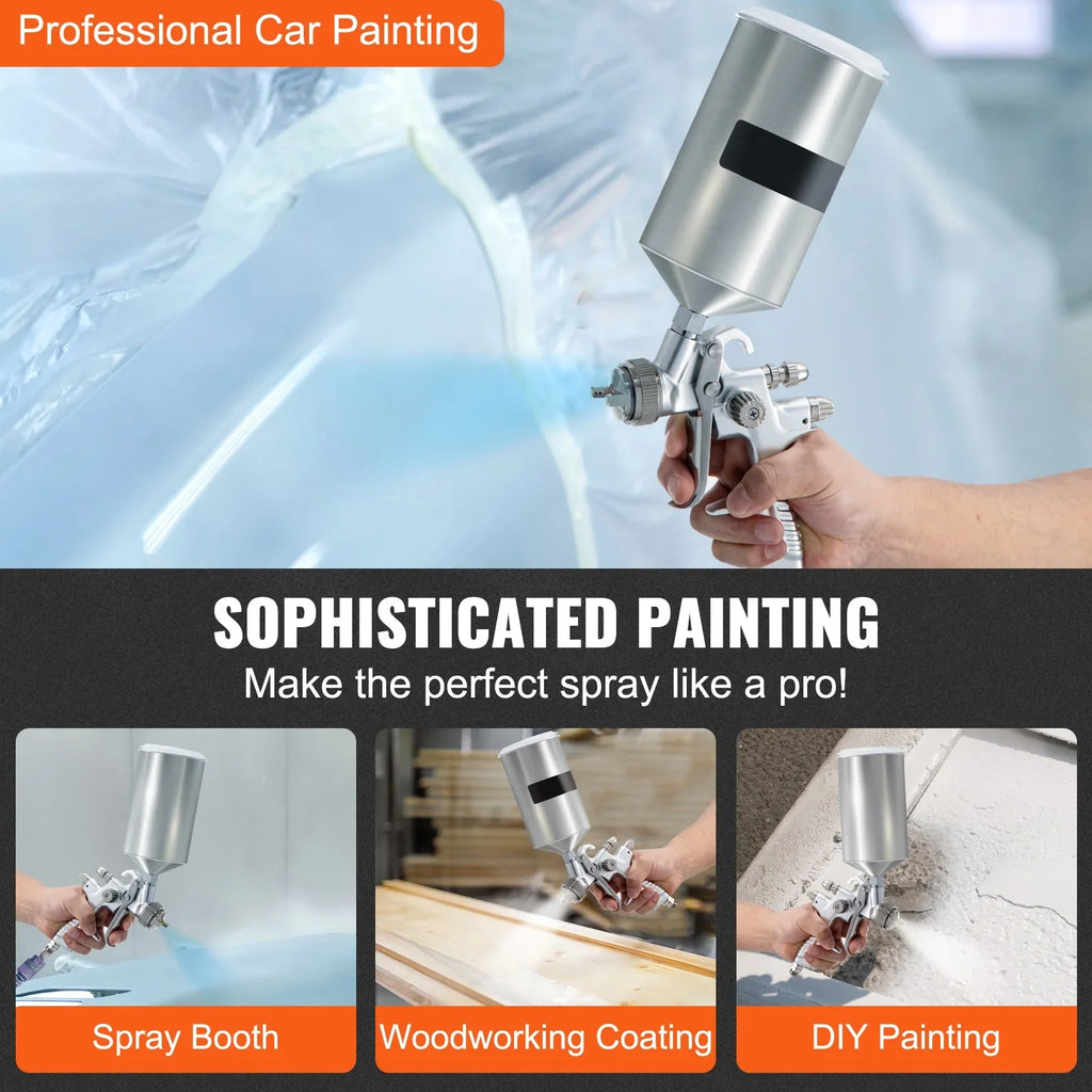 Auto Gun, Touch-Up Sets, with Gravity Feed Clear/Top 1.3/1.7mm Stainless HVLP Gun for Fluid Spray Performance Aluminum High Cup SKYSHALO & Coat Automotive 1000cc Paint, Spray Tip Primer,