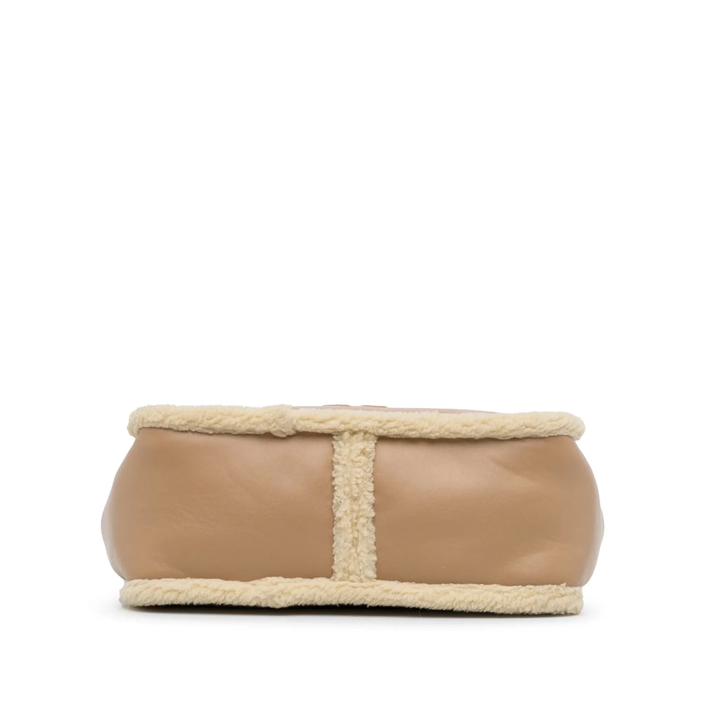 Brown Stella Trimmed McCartney Shearling Logo Fiber (Good) Fabric Unisex Authenticated Chemical Stella Satchel Pre-Owned