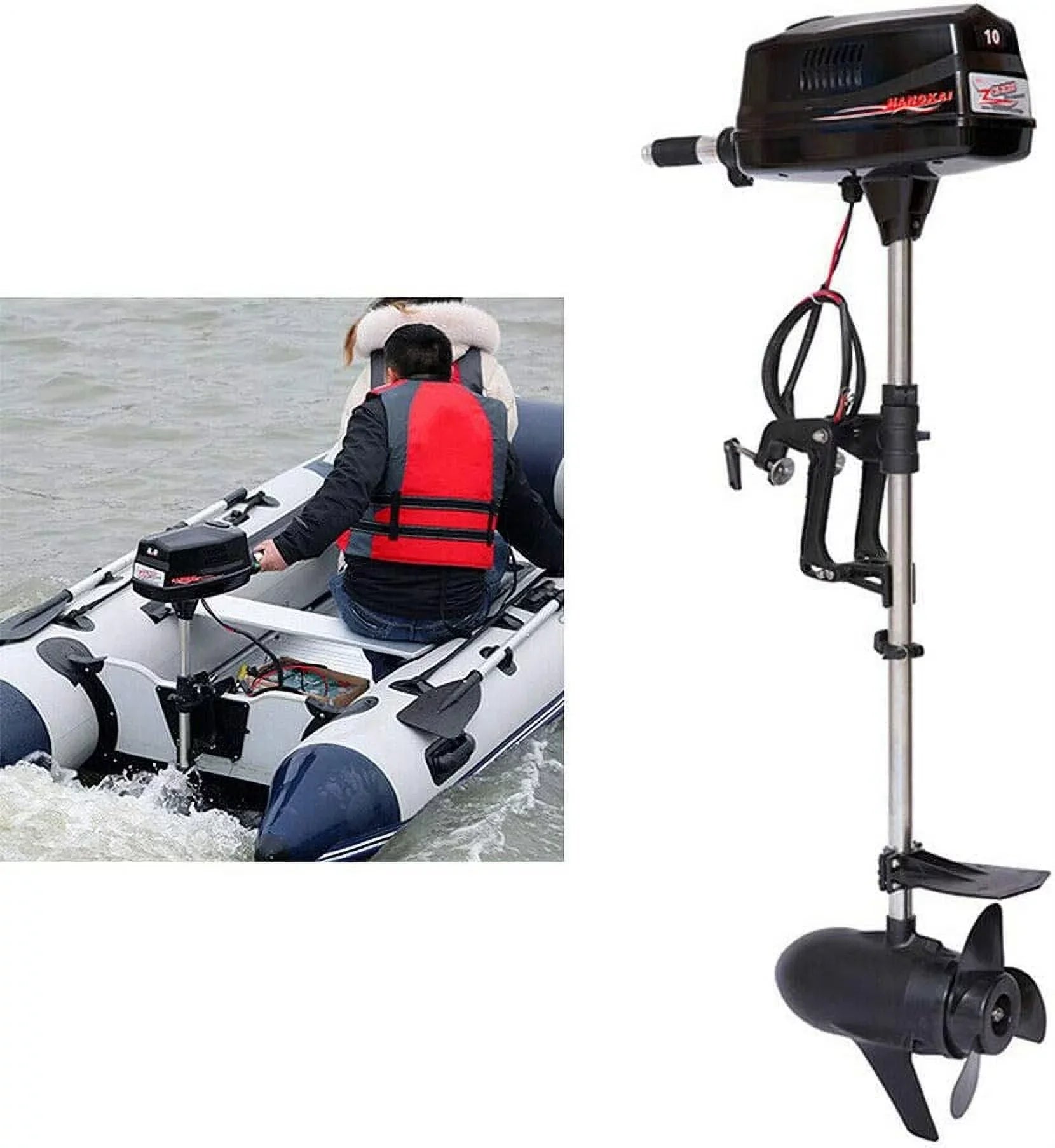 Kayak 10HP Outboard Engine Tiller Brushless Duty Motor for 60V Fishing Boat Propeller Engine Miumaeov Outboard Electric Control Heavy Boat Canoe Motor Trolling Fishing Boat 2200W Trolling