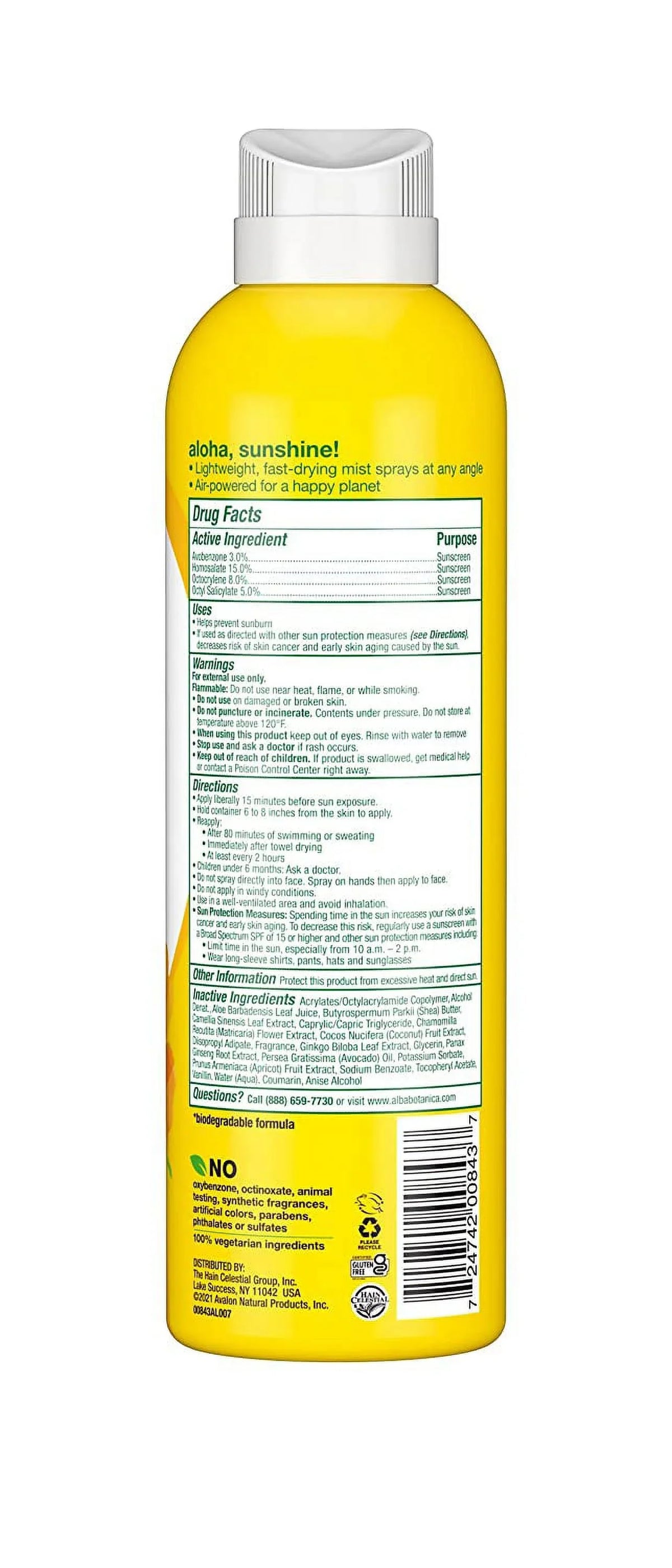 8 SPF (4pack). Oz Spray, 50, Clear Clear, Hawaiian Alba Botanica Coconut, Nourishing Fl Sunscreen
