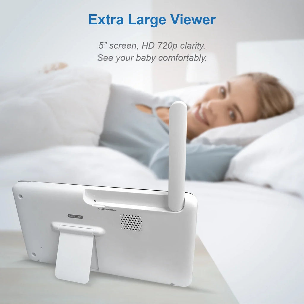 Panoramic Monitor Pan Baby Tilt with Smart and 1080p 5-inch Definition 360-Degree Display HD VTech WiFi and Camera, RM5864HD, Viewing High White Video