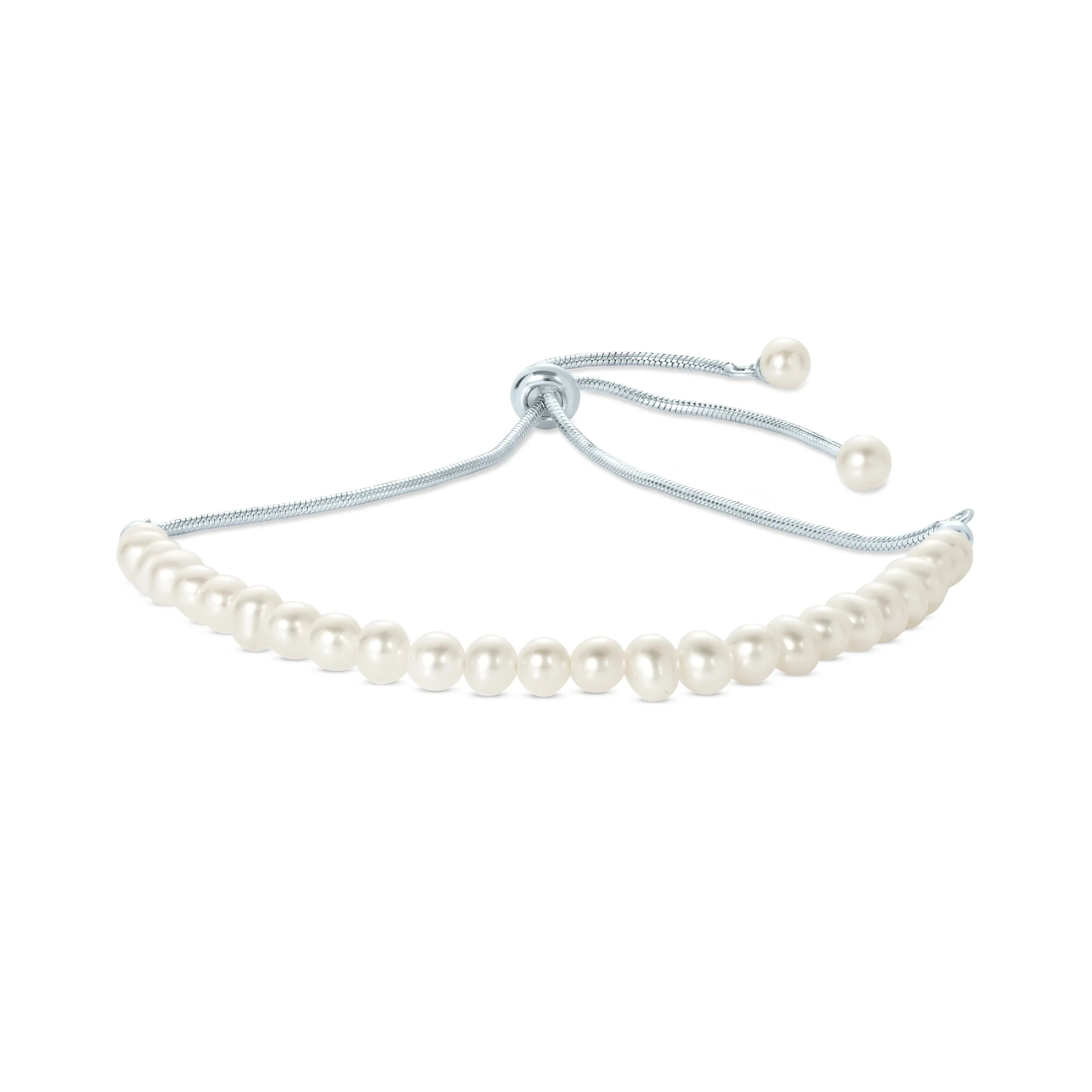 Silver Women in Adjustable Pearl Freshwater Bracelet Sterling White Cultured 925 Slider Gemistry for