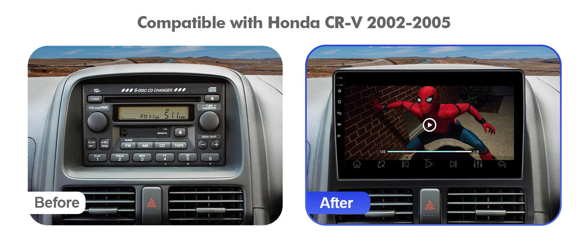 Backup Car Wheel Radio Wireless Android Inch Auto/GPS/Bluetooth/FM/AUX-in/Steering 9 Din TouchScreen 10 Honda with Camera CR-V Stereo 2002-2006 Double Carplay/Android for Built-in Control