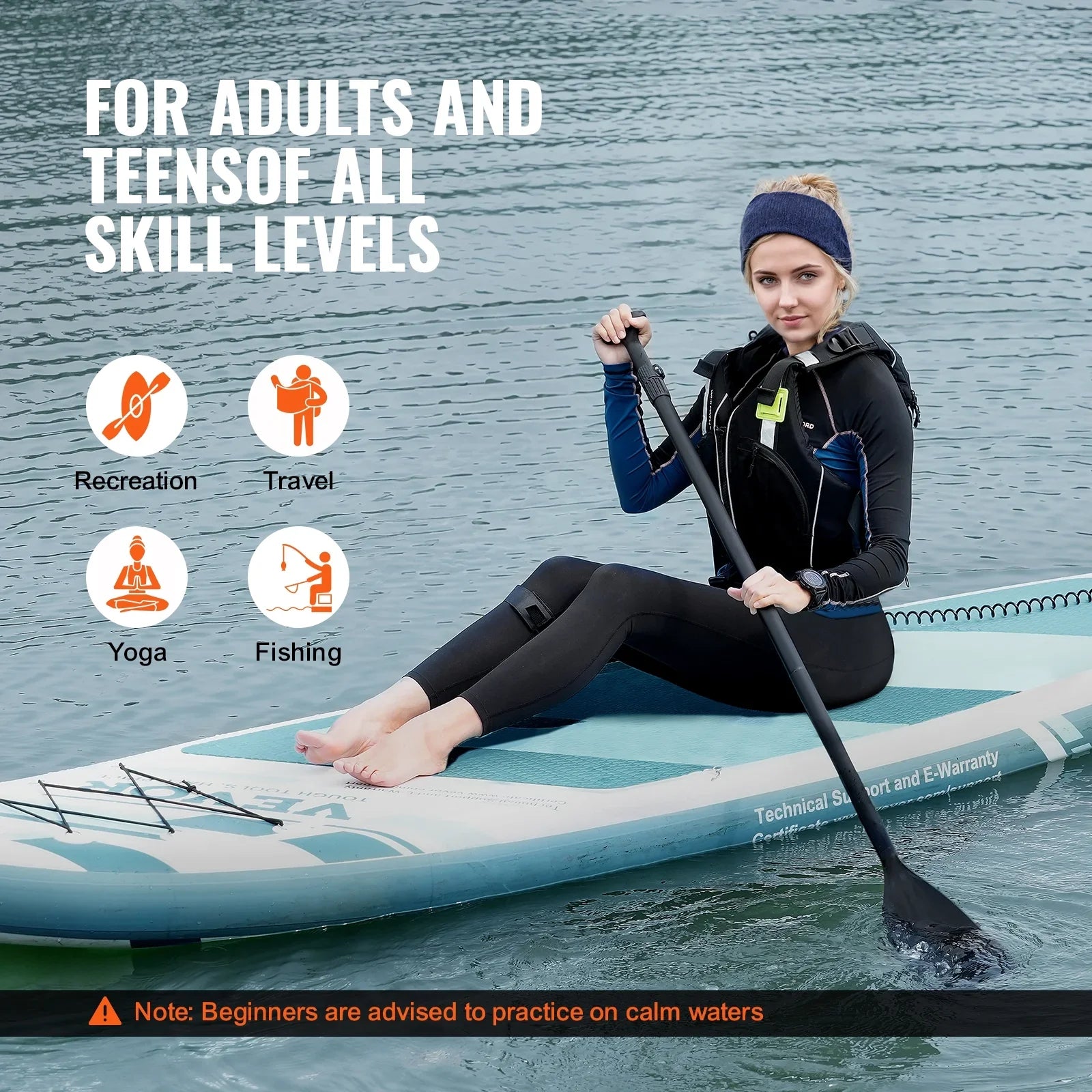 Board Paddle air-filled Sup with SKYSHALO Paddle Stand Board Up 11' Accessory Surf