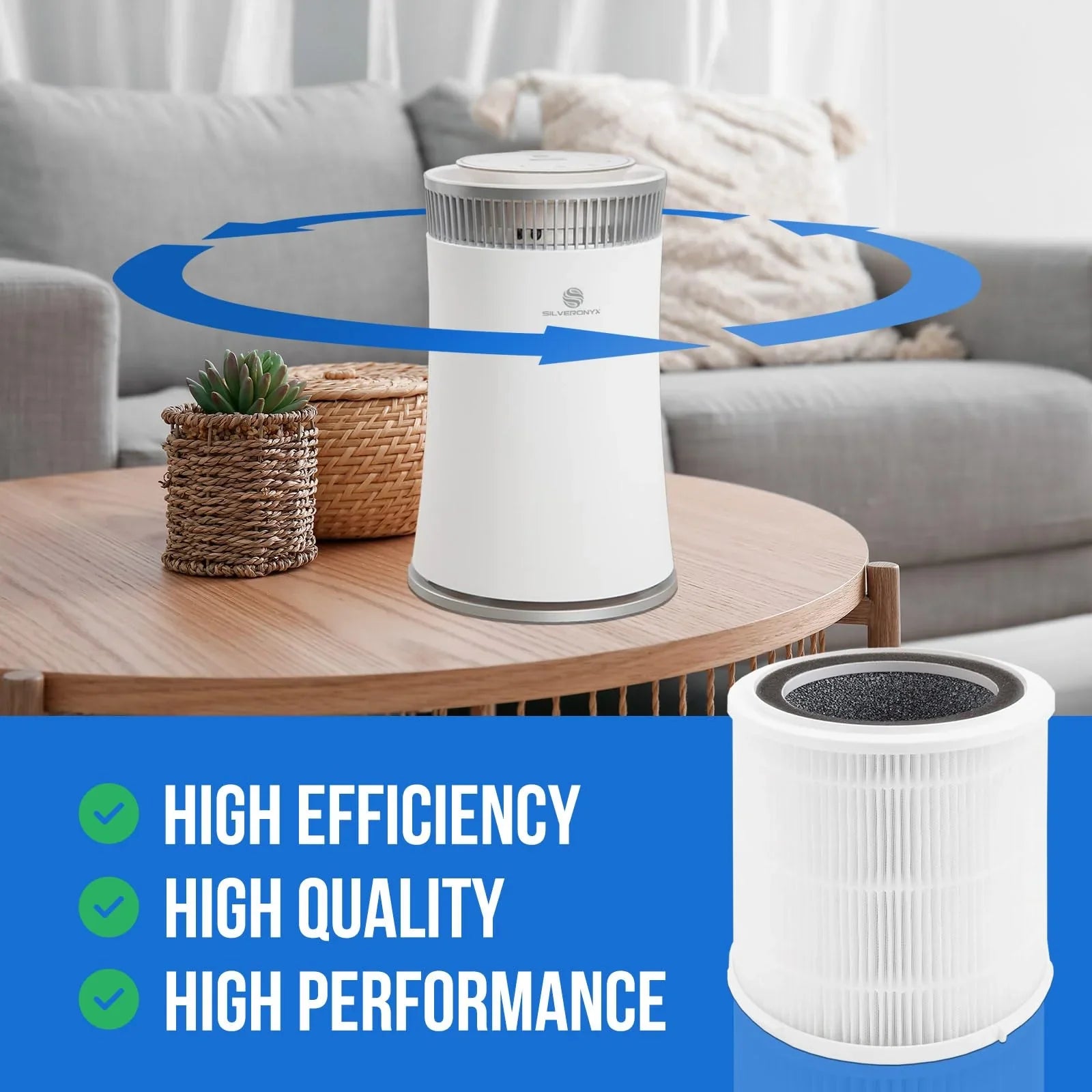 for atmospheric H13 Filter Purifier Dust, Filter HEPA Room, White True Large SilverOnyx - for Dander & Pet HEPA Filter Home, Smoke Filter Replacement Replacement Replacement Bedroom, - H13 (5-Speed), HEPA