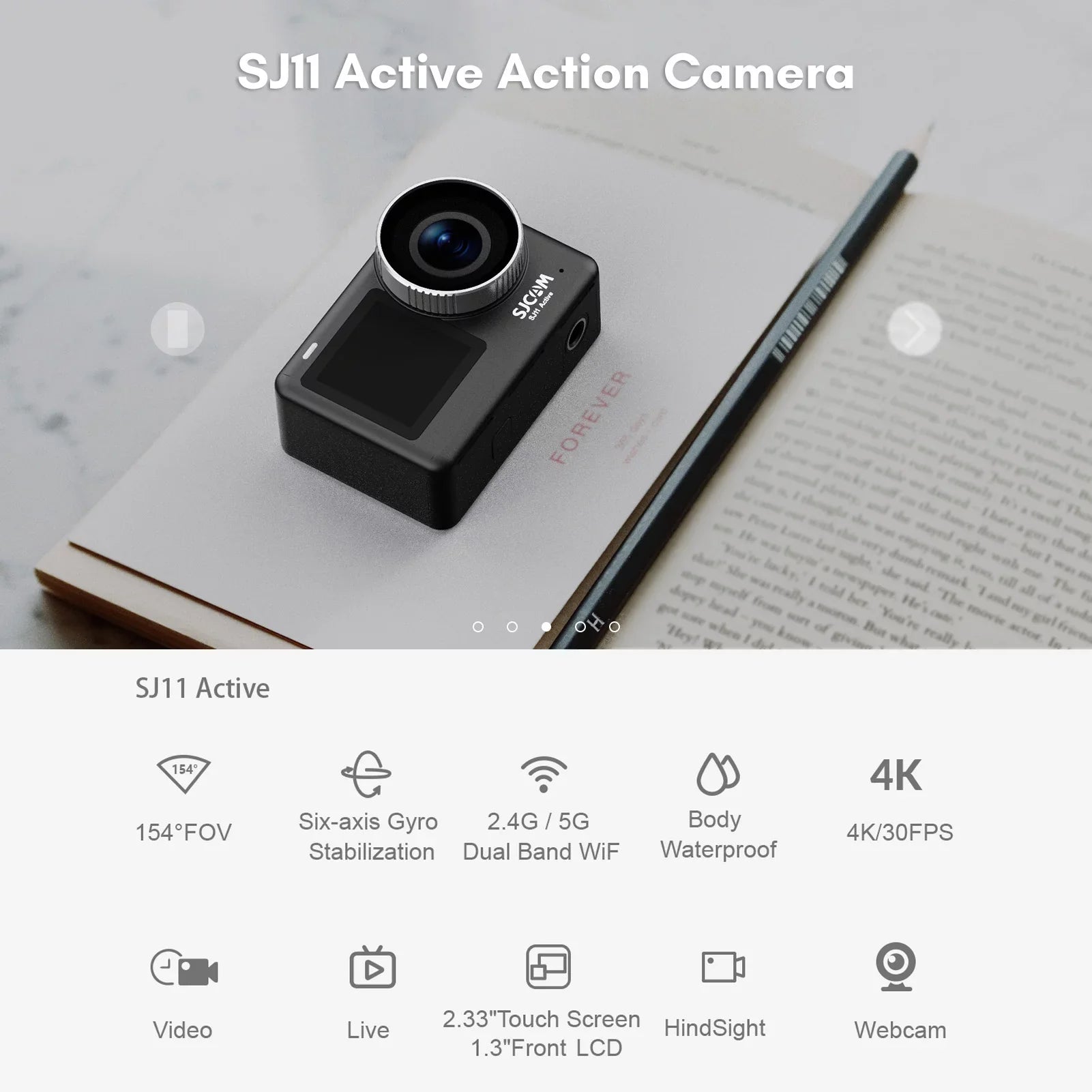 Yabuy -shaking Screen Waterproof Camera with Action Streaming 20MP Dual Camera SJ11Active Camera mobile Support Live Waterproof Adapters Case Action