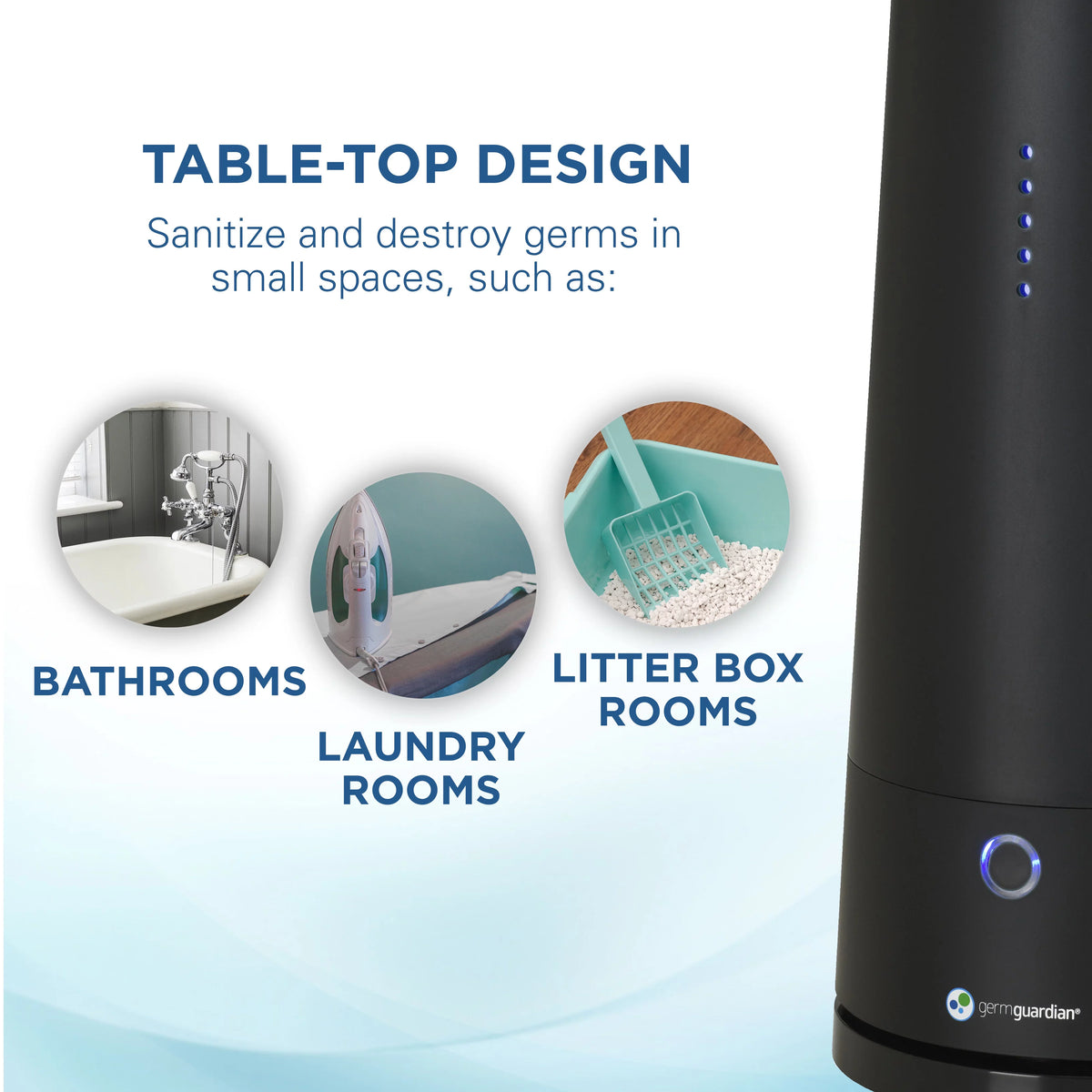 Speeds GG3000BCA, GermGuardian UV-C 2 Reduces Black and Germs, Sanitizer with Tabletop oxygen Odors