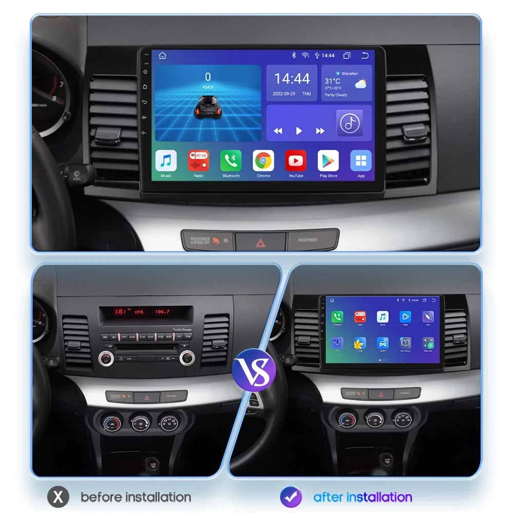 GPS 2012 2010 Stereo Navigation Android Wifi 2+32GB Player Mitsubishi CarPlay Lancer 12 Radio Car 2011 2008 2009 For 2007