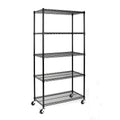 Fithood Shelving NSF-Certified 5-Tier with Wire Steel Black Wheels