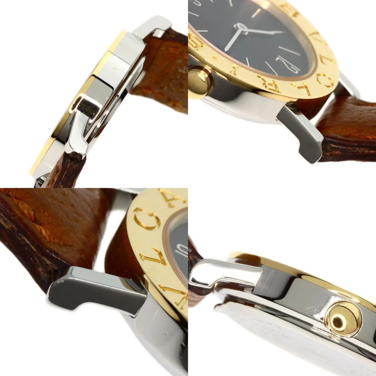 (Good) Ladies Stainless BVLGARI Pre-Owned Steel/Leather/K18YG BB26SGL Watch