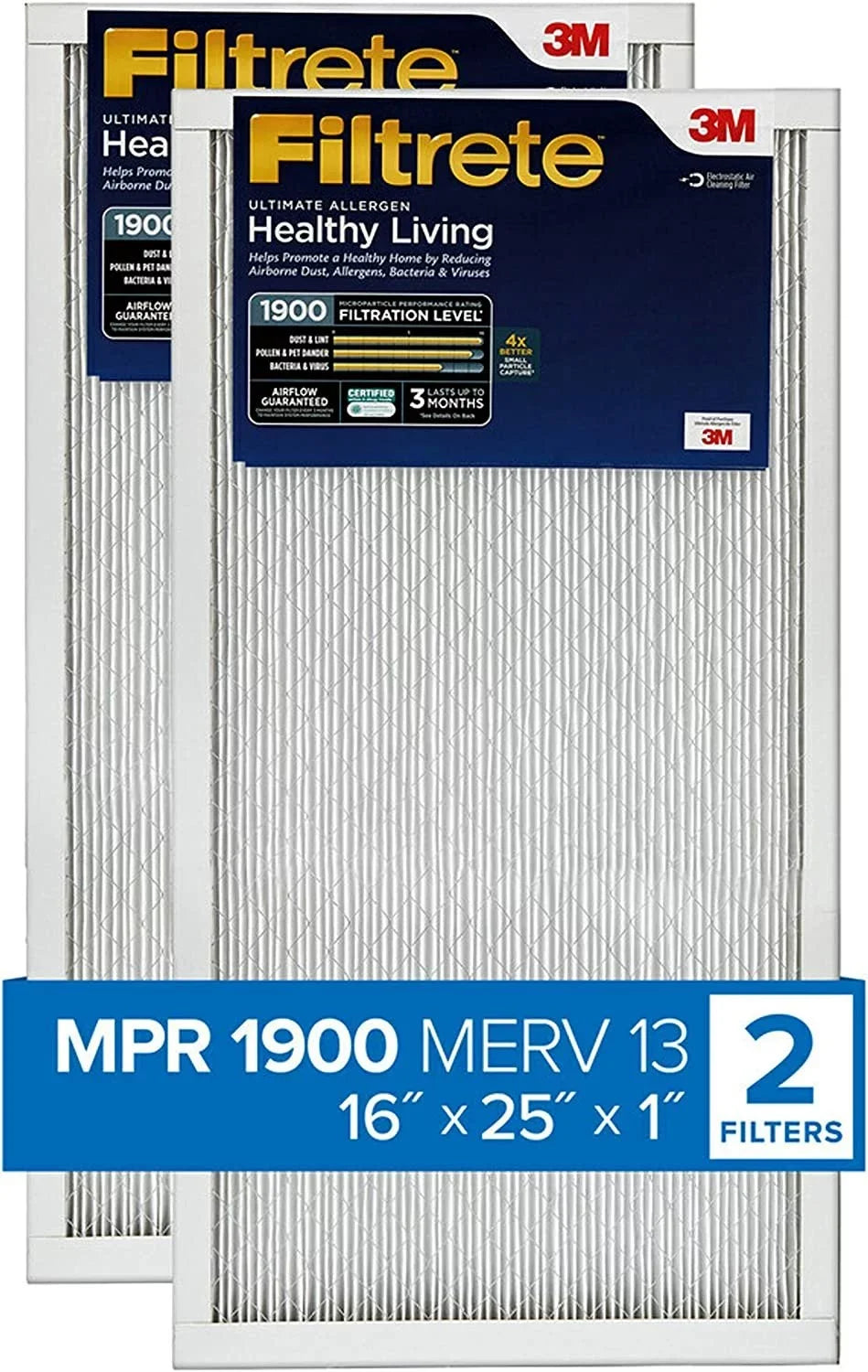 24.72 Healthy dimensions Ultimate 0.78 MERV 1900 atmospheric 2-Pack Filtrete 15.719 Allergen, Living Filter 13, exact x MPR 16x25x1 x