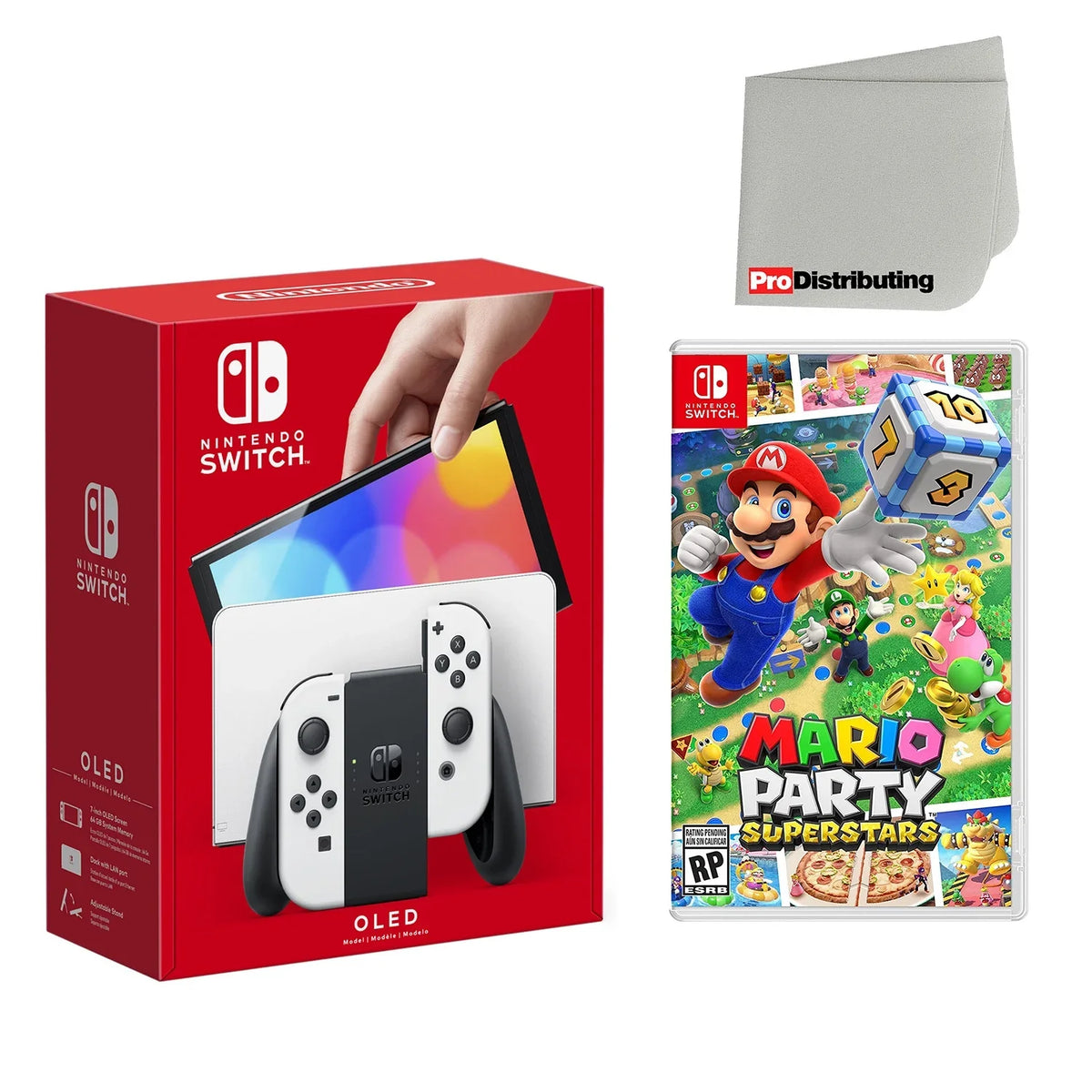 Console fabric Mario Party Switch Cleaning Screen OLED White Superstars and Nintendo with