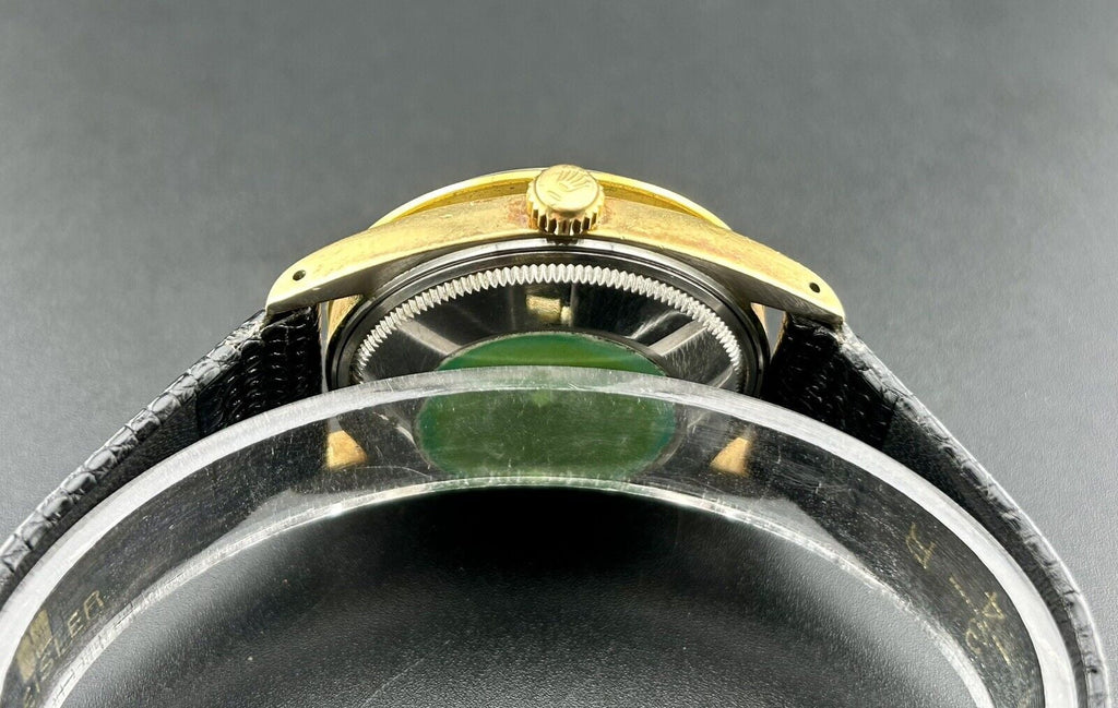Gold Oyster Men's Rolex Shell Dial Date 15505 Perpetual White Watch Vintage 34mm