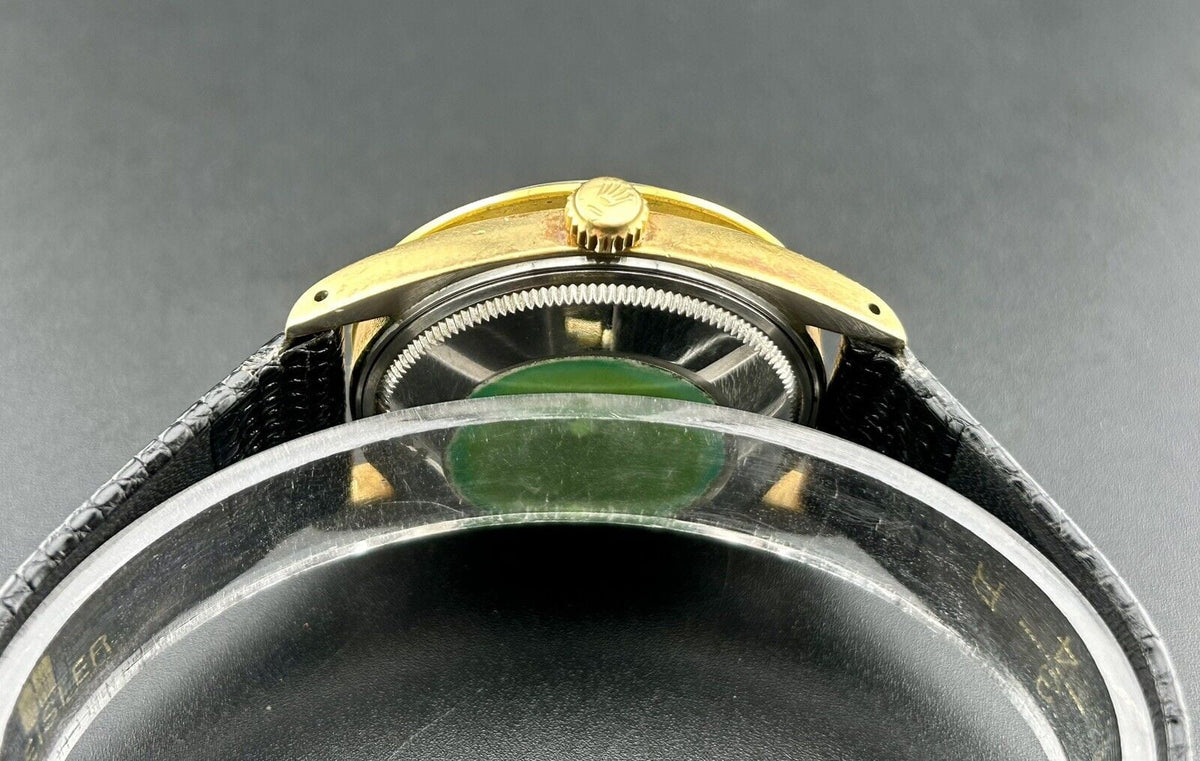 Gold Oyster Men's Rolex Shell Dial Date 15505 Perpetual White Watch Vintage 34mm
