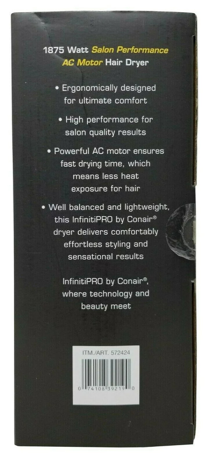 Pro Conair 1875 Motor Watt AC Dryer Tool Infiniti Styling Hair Salon Performance