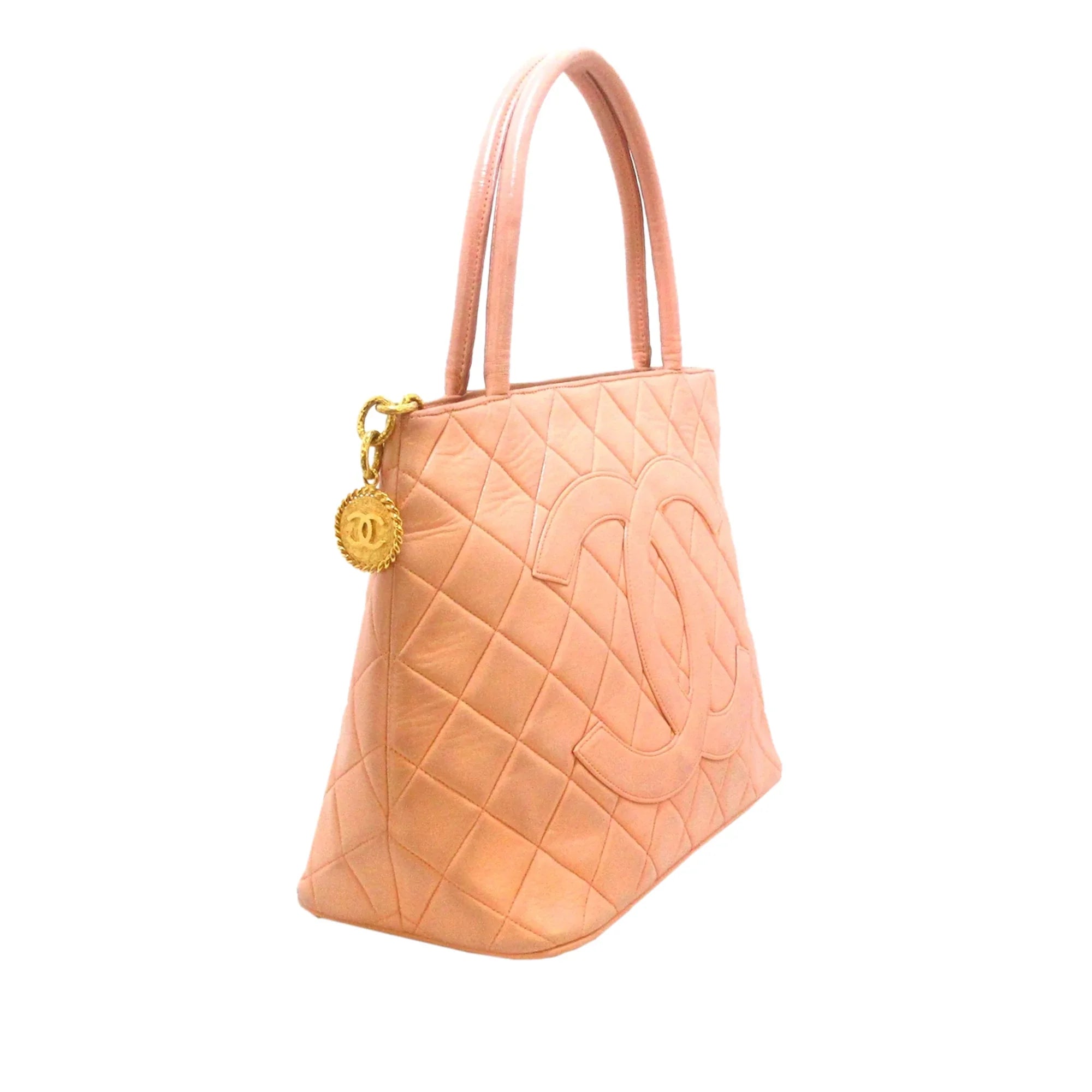 Leather Lambskin Orange Medallion Bag (Good) Pre-Owned Tote Chanel Authenticated Women Tote