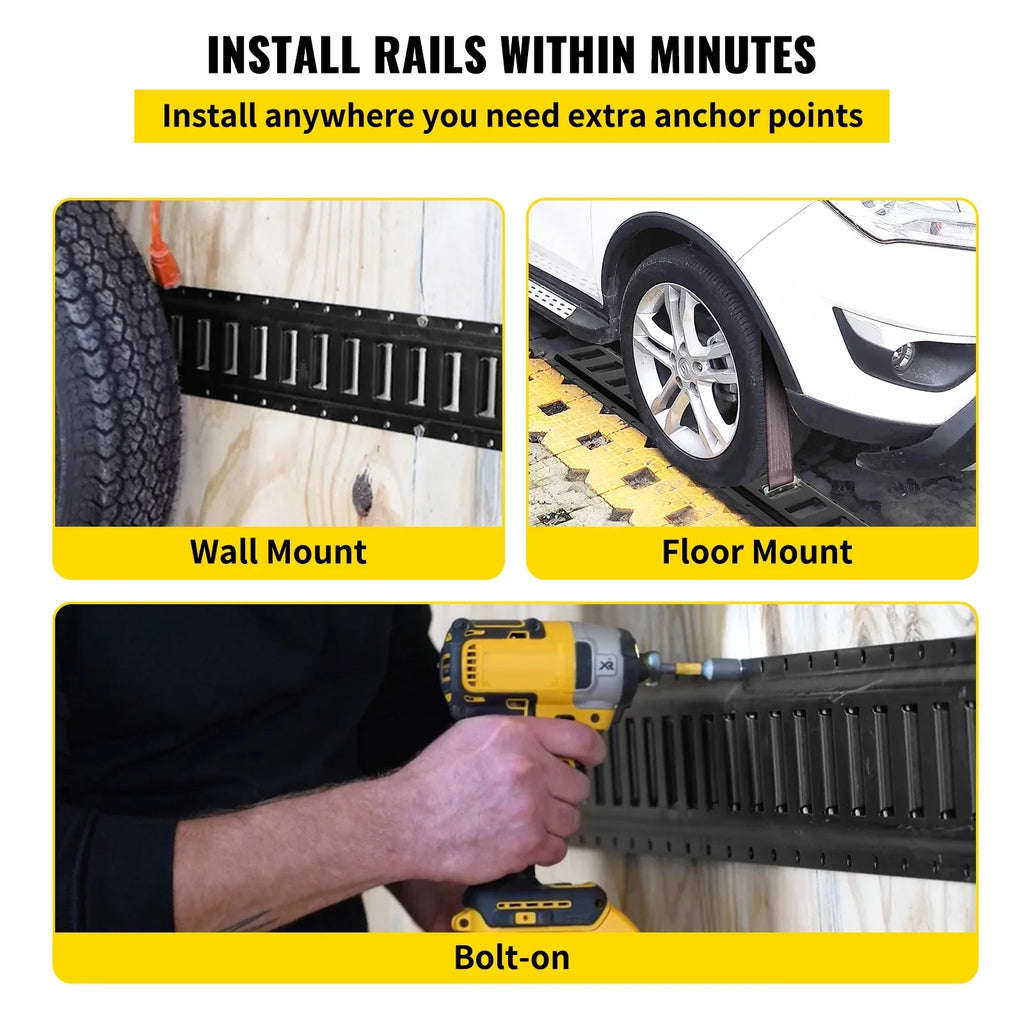 Tie Down E BENTISM 5-Feet Trailer Track Rails Track E Cargo 4PCs Rails Enclosed