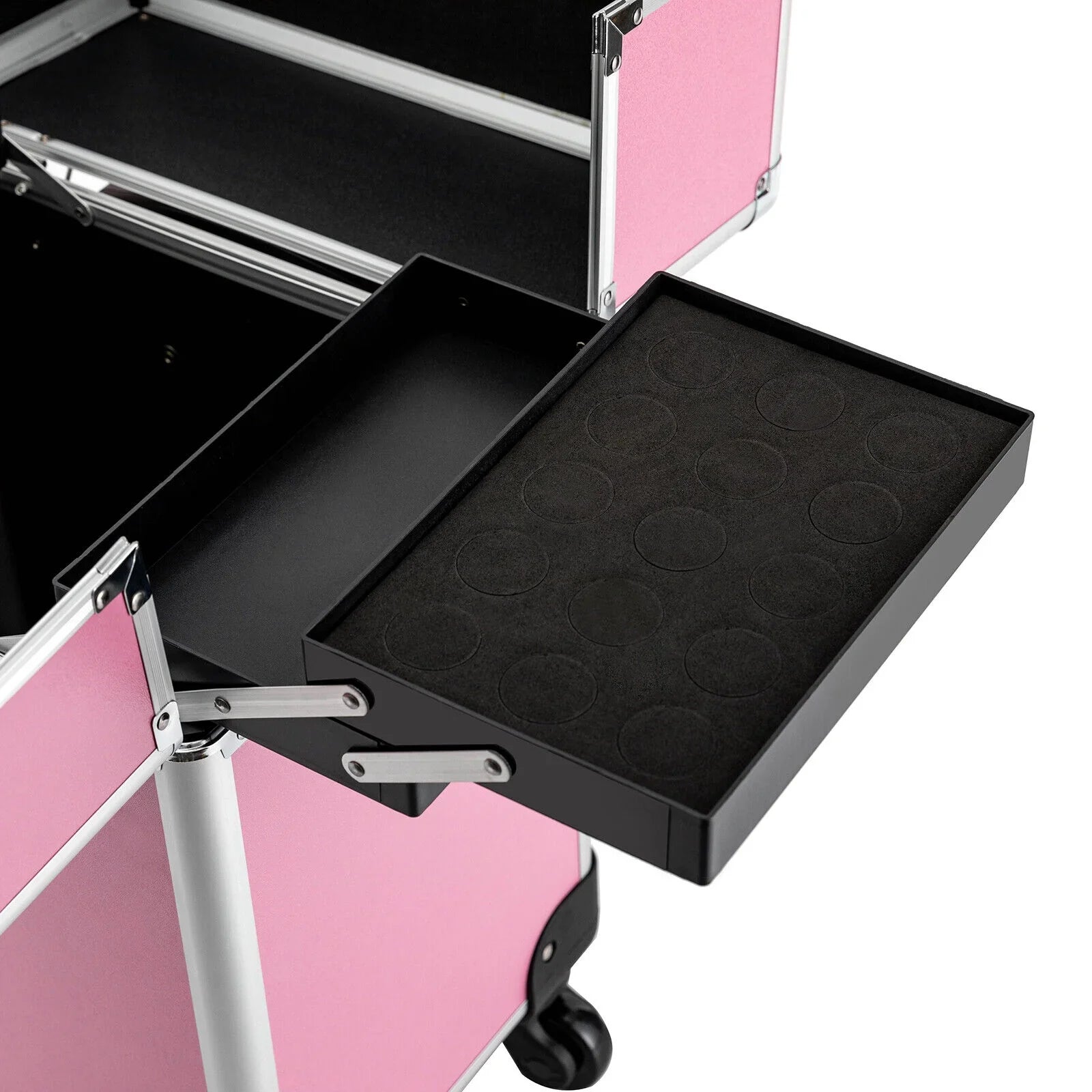 Storage Organizer (Pink) Cosmetic Case Box Trolley Makeup Professional Train ZhdnBhnos Extendable Rolling