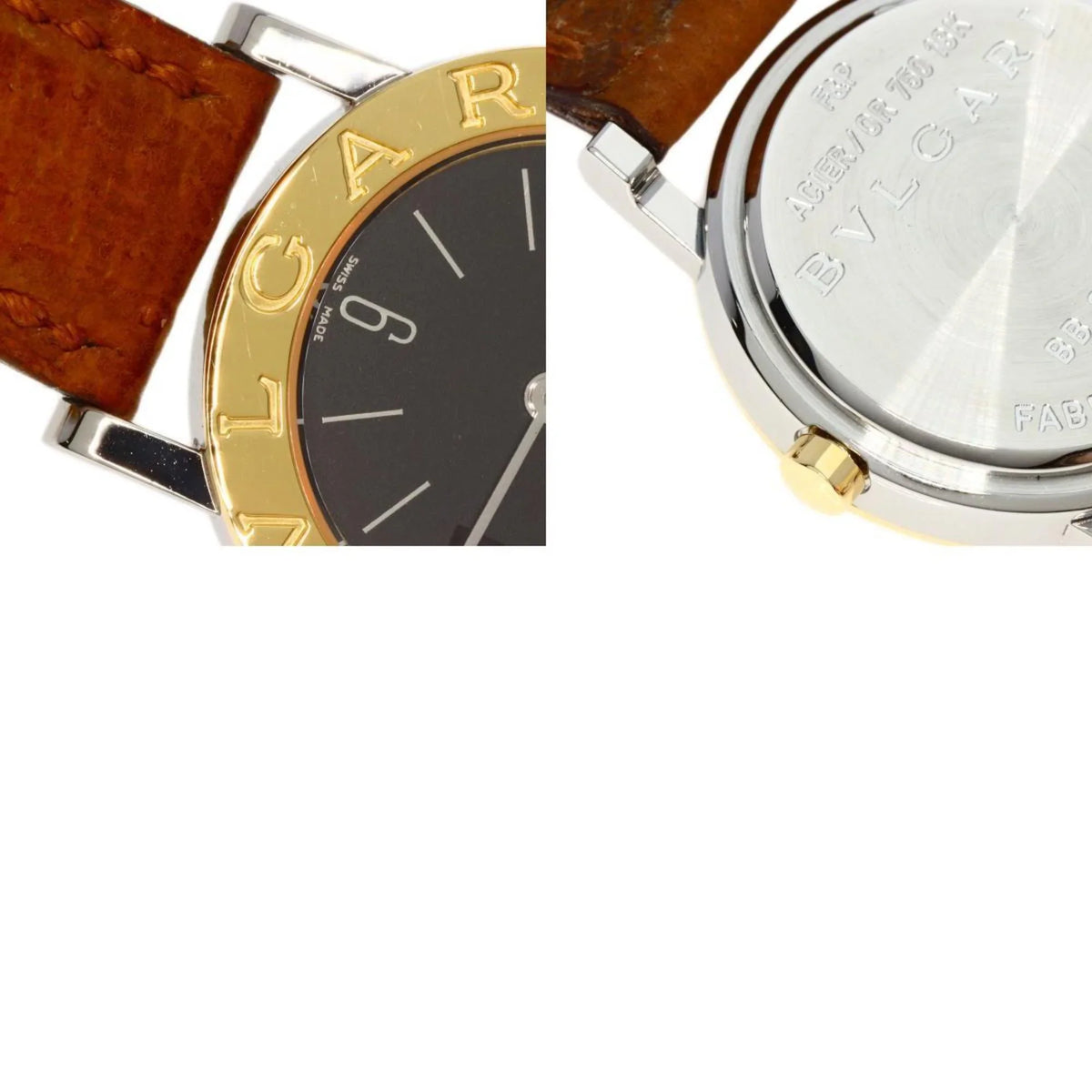 (Good) Ladies Stainless BVLGARI Pre-Owned Steel/Leather/K18YG BB26SGL Watch