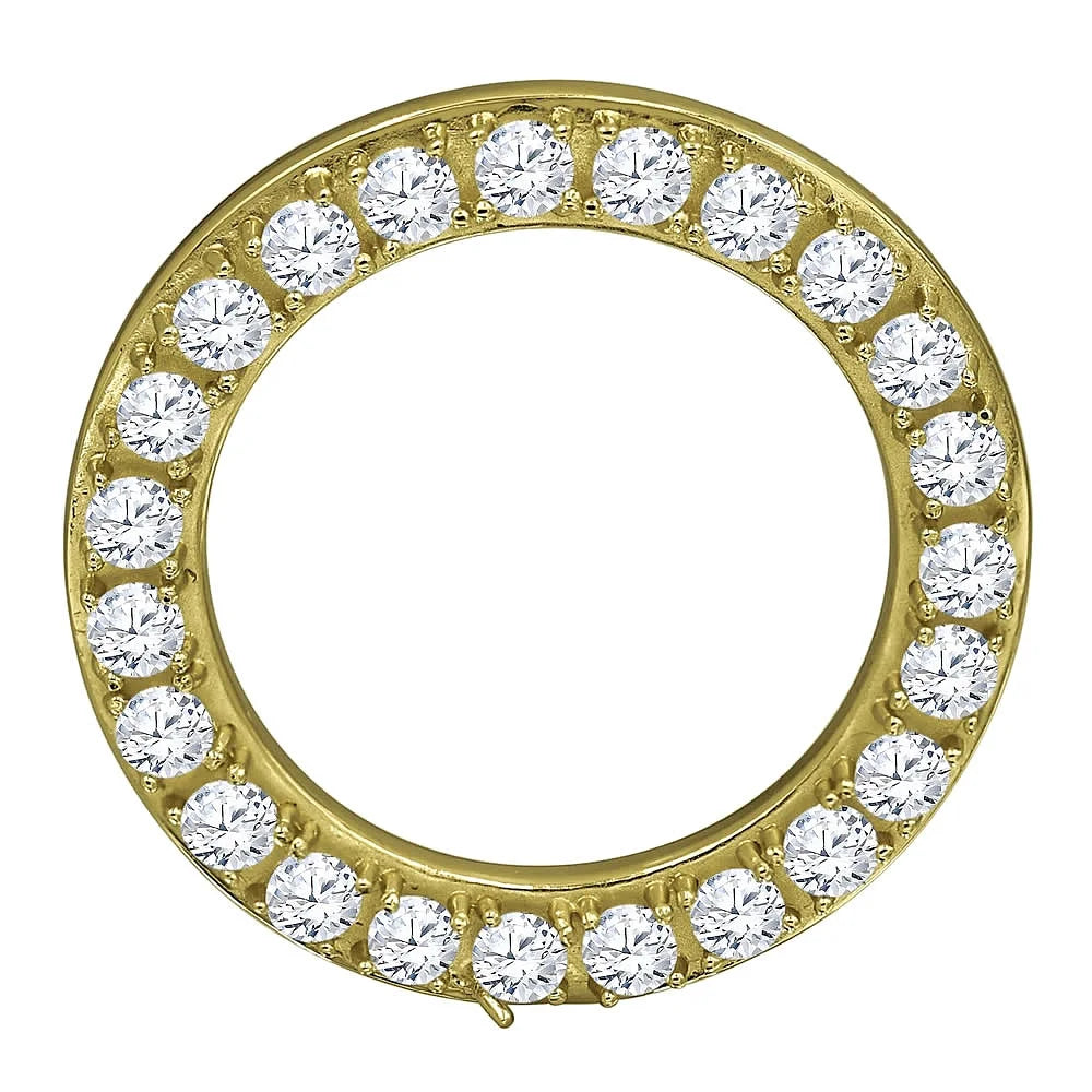 Diamonds Yellow Simulated 32mm Custom Insert Stainless Gold Solid Bezel 14K Rolex Cover Case Watch Steel Finish