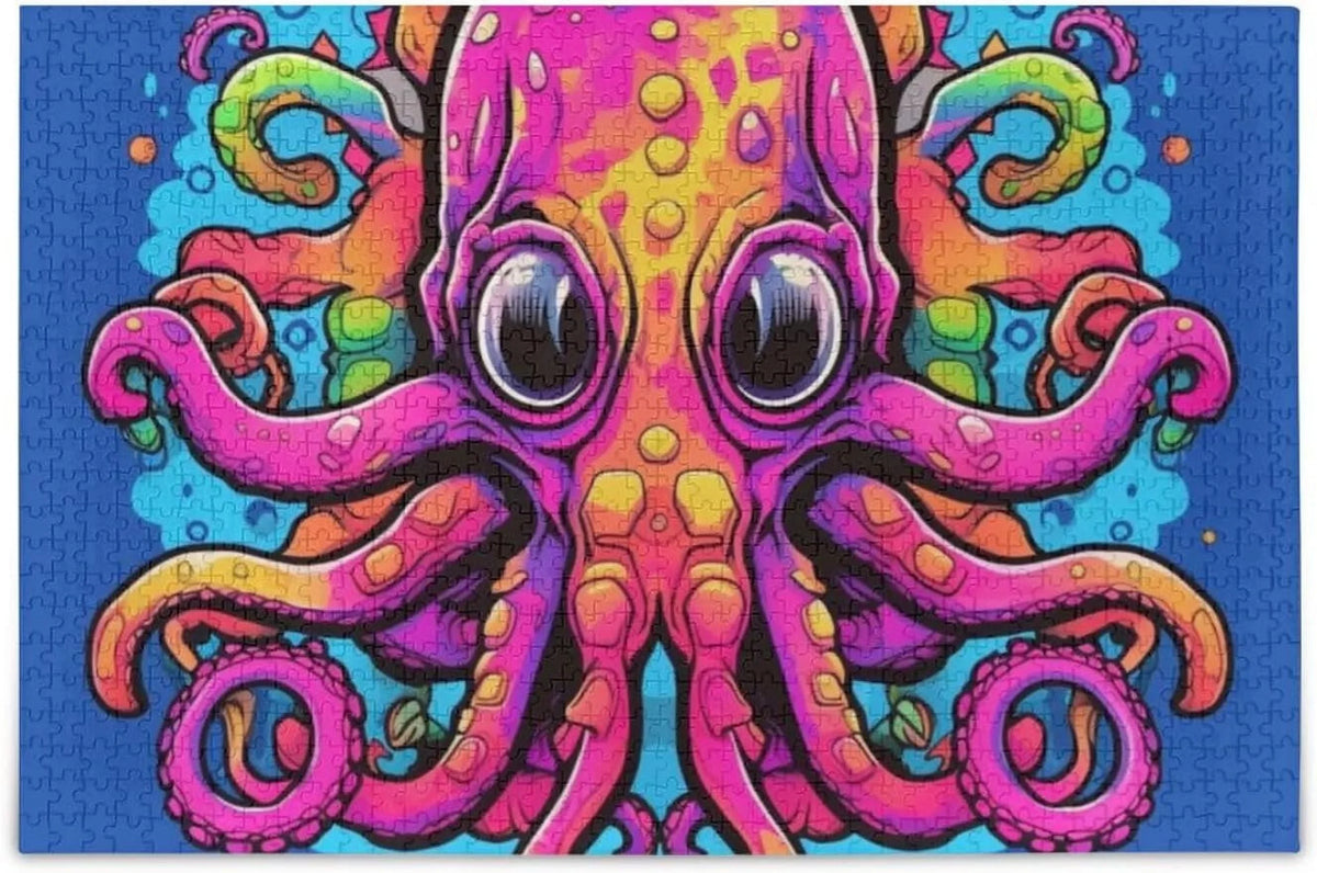 Storage Eyes Puzzle to Zigsaw Easy Big 1000 Bag Reference Picture Solve with and Pieces, Jigsaw Octopus
