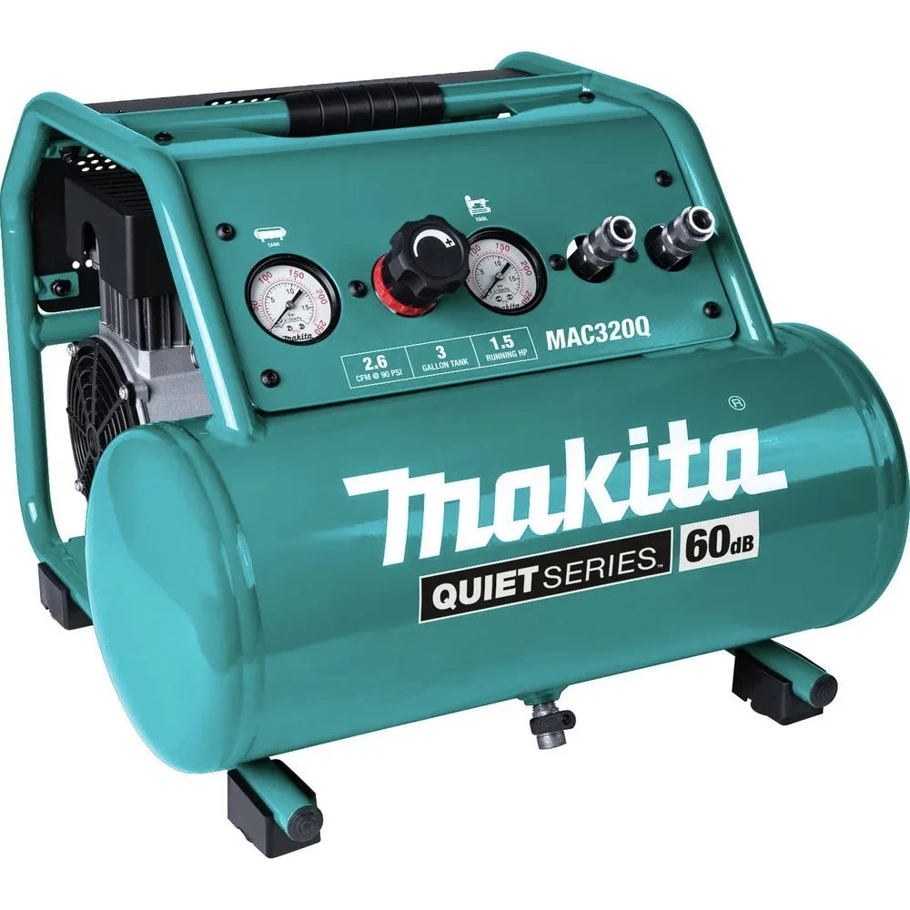 Makita Compressor Gallon 3 Quiet Oil-Free Carry oxygen MAC320Q 1-1/2 Series HP Hand
