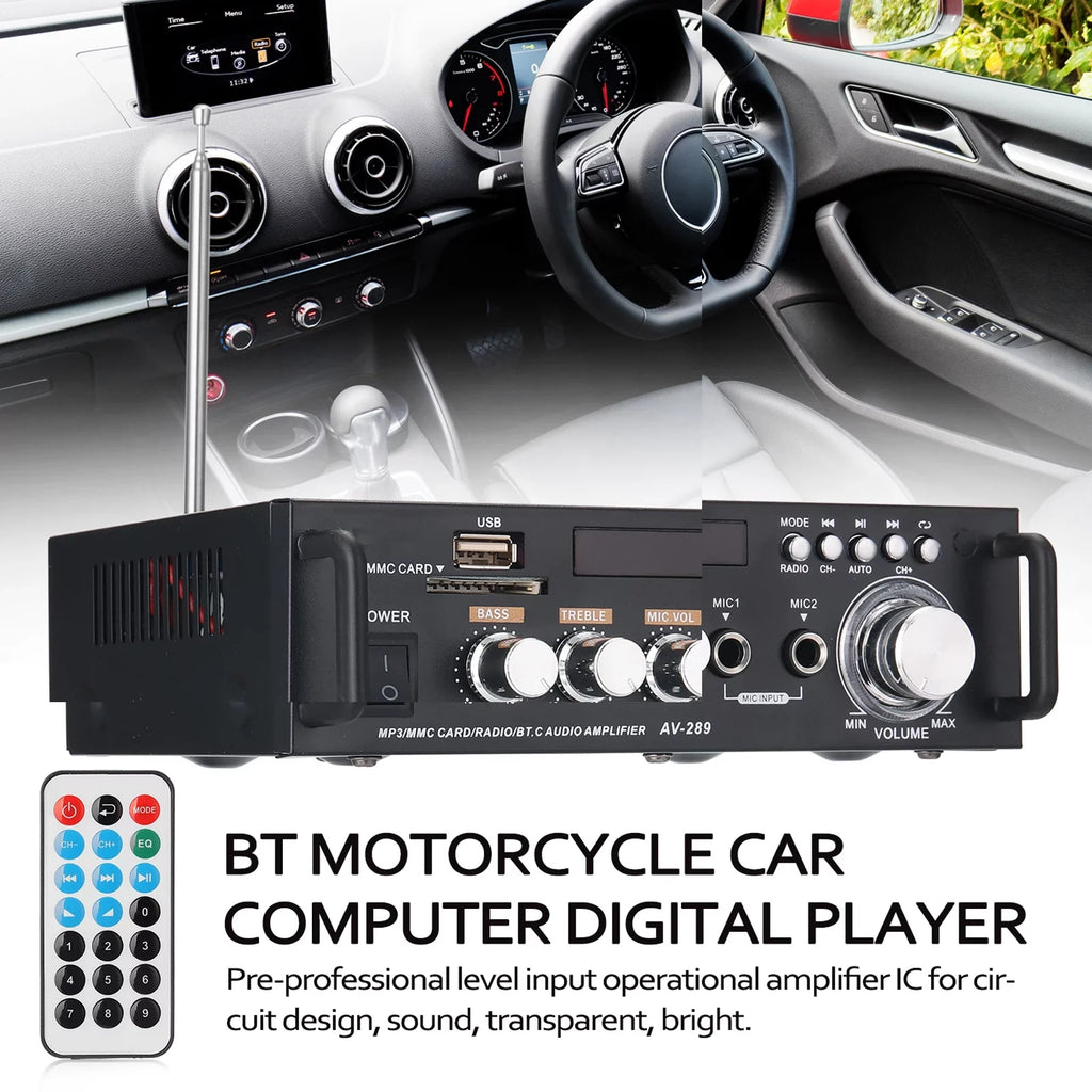 LCD Stereo Amplifier 600W Audio Audio Machine,2CH Car Sound BT Remote Remote Amplifier Amplifier Display Radio 600W Audio Audio Radio Power HiFi movable Remote Dazzduo Stereo