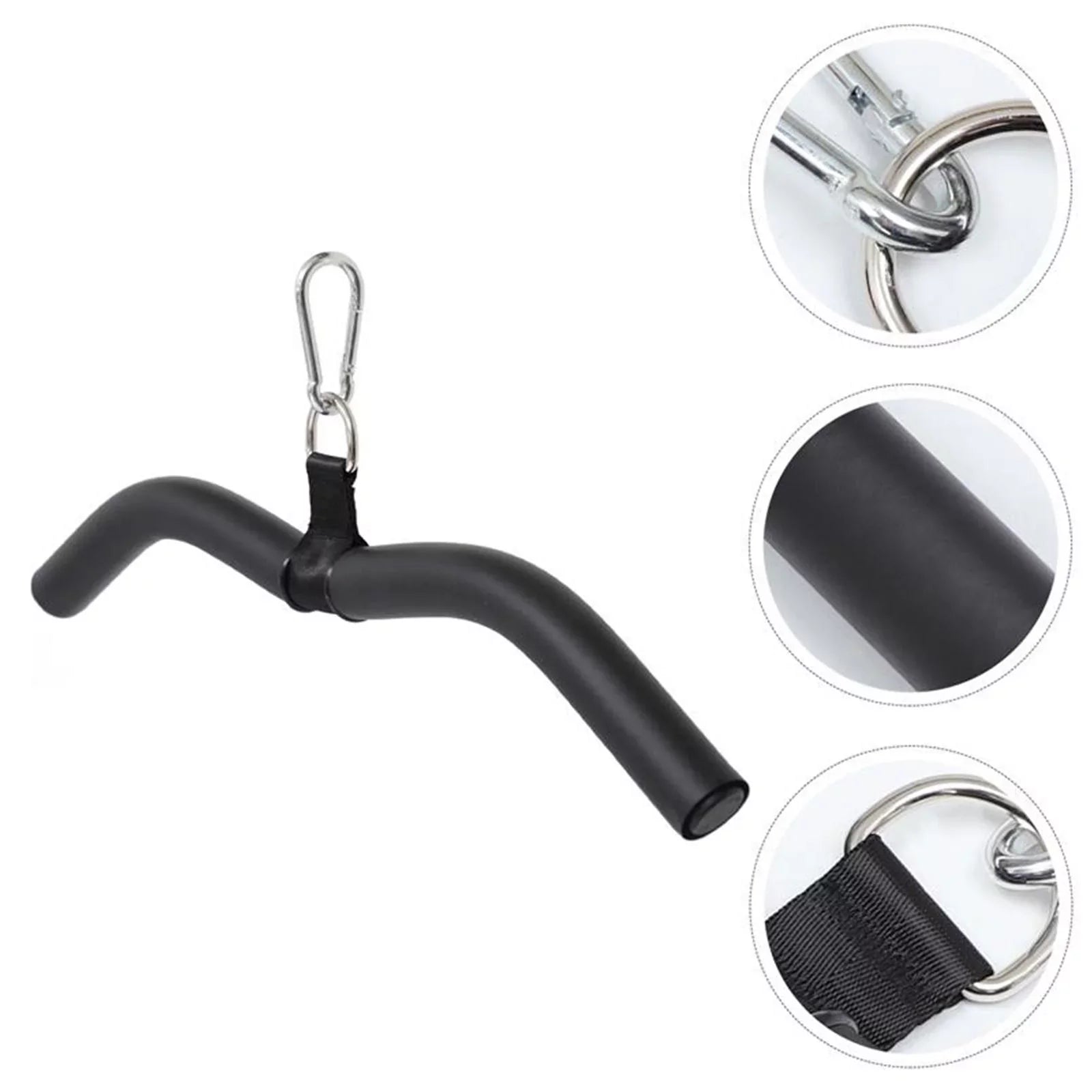 Gym, Training, Rubber Machine Pulldown Cable Attachment, Bar Full Handle Strength Rotation Body for LAT with Workout, and Bar