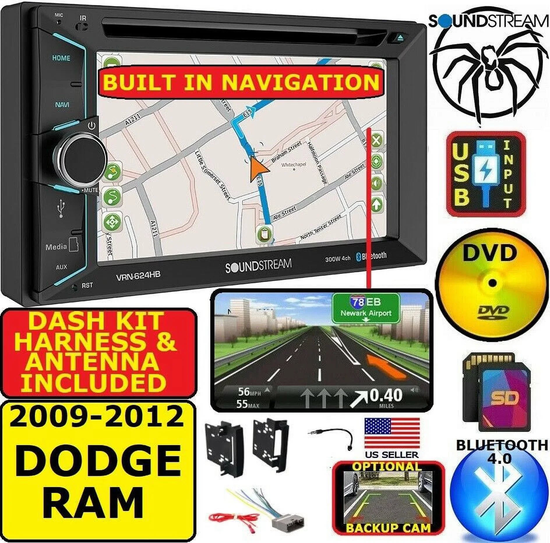 SYSTEM DODGE RAM Stereo TRUCK Radio GPS NAVIGATION Car BLUETOOTH 2009-2012 BT