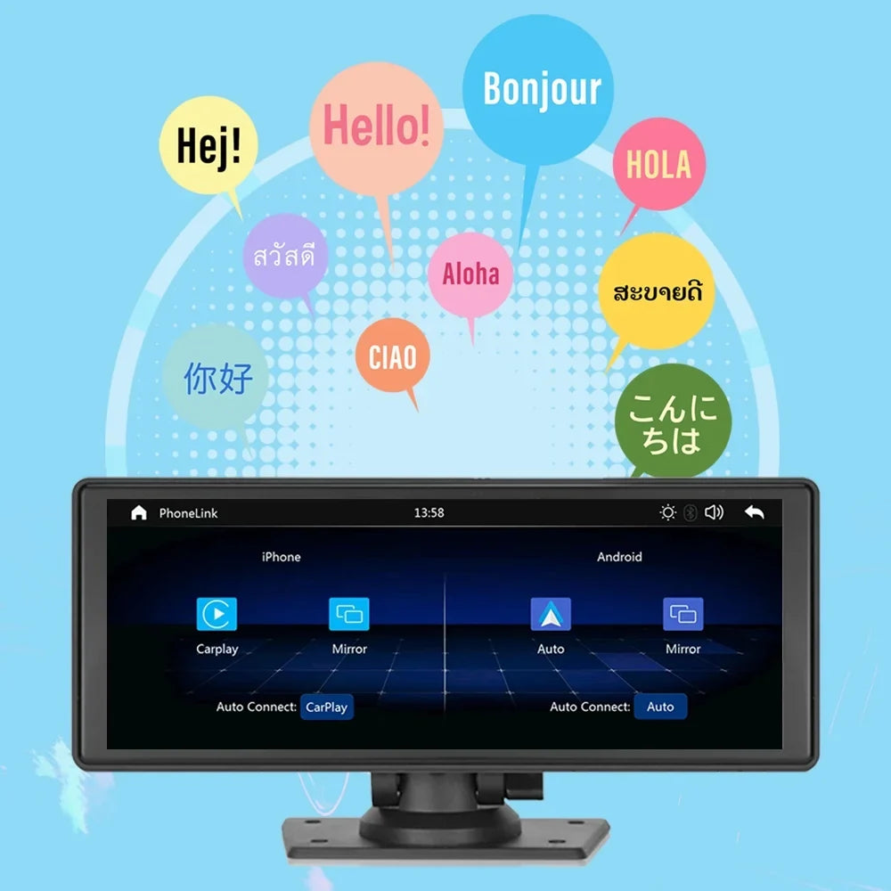 Touchscreen,Supports Front Camera, Bluetooth Stereo, Auto Backup Cam, Hands-Free Most 9.3" Dash Wireless Android Cars & IPS Carplay transportable Calling, HD Polarlander Car