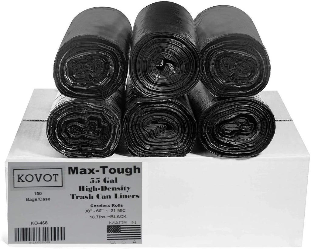 High Seal Trash Max-Tough Gal. (Pack Black RL-386021K Bag, of Rolls 150) Star 55 Coreless Density