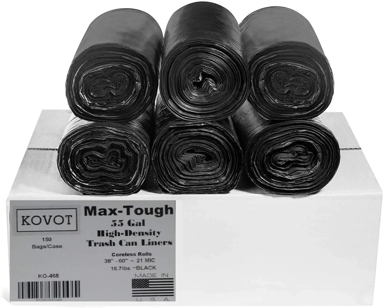High Seal Trash Max-Tough Gal. (Pack Black RL-386021K Bag, of Rolls 150) Star 55 Coreless Density