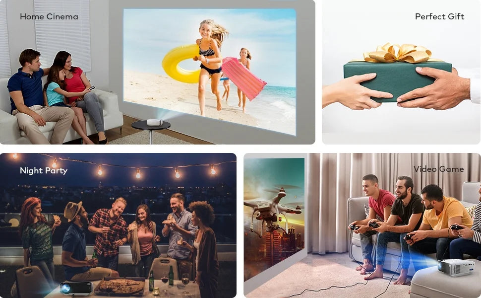 480P Projector, Theater Native Dual Support Eyes LC350 1080P Home Protection, Speakers, LCD Apeman Multiple Connection