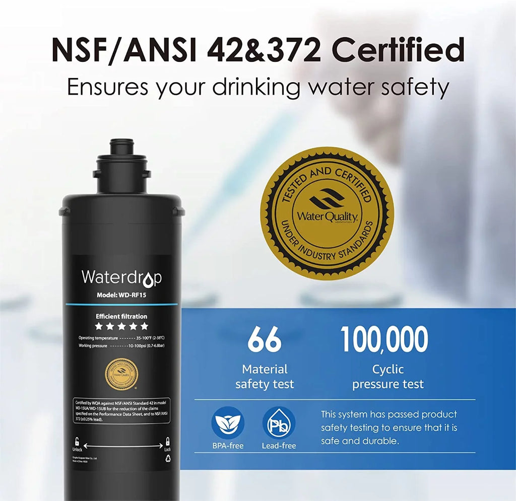 Waterdrop Filter, System, Ultra Under Long Filtration 3 Years 17UA Sink Water Water 19K Counter Replacement WD-RF17 Lifetime Gallons, Under