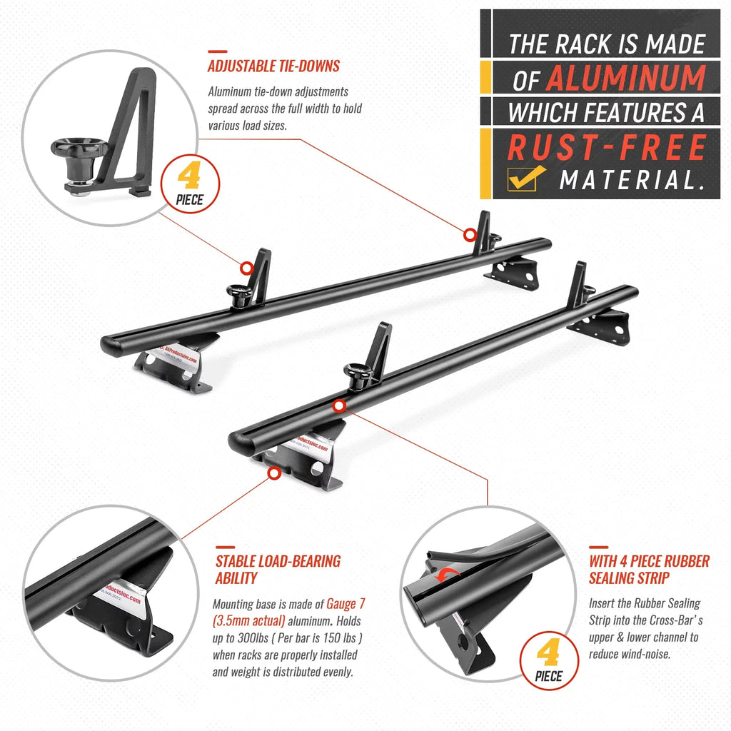 AX312-PR w/ RAM Ladder Rack AA-Racks Model System Van (50") Black Bar 2015-On Roof City Aluminum ProMaster Stopper 2