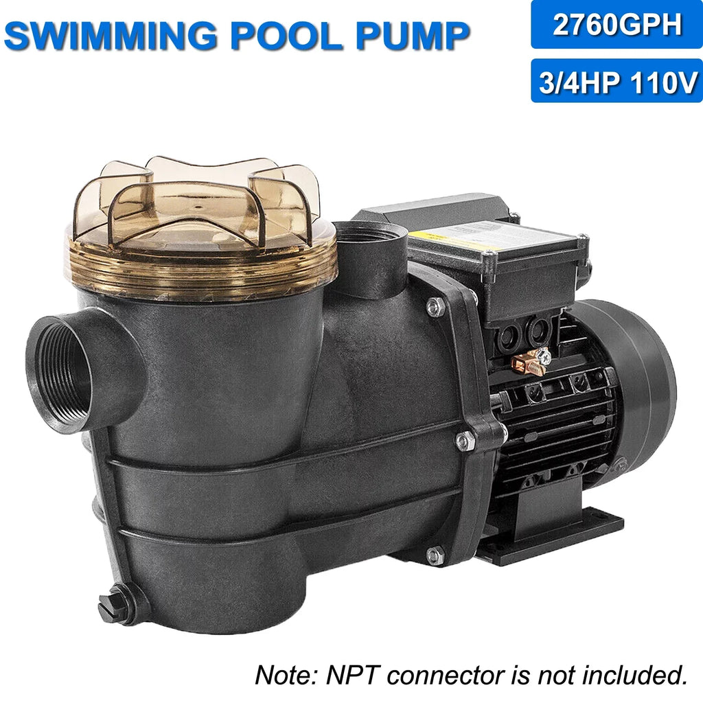 Motor 3/4HP Pool Ground Strainer Swimming Pool Head 38FT, Ground Pump, Max for Swimming and 2760GPH, Inground 110V, iMeshbean Pool Basket Above Above Water w/ Circulation,
