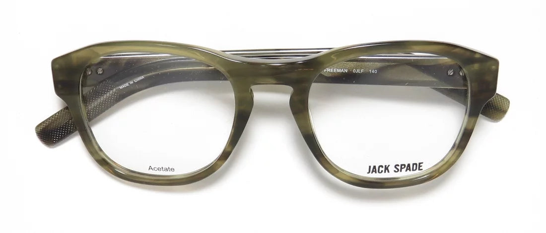 FRAME 48-20-140 NEW FRAME DEMO SPADE STRIATED LENSES FULL-RIM NAME AUTHENTIC OLIVE FREEMAN COLLECTIBLE BRAND DESIGNER JACK EYEGLASSES/EYEGLASS MENS/WOMENS