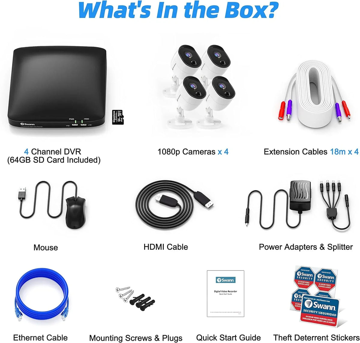 and Indoor Hardwired System Smart-Enabled Swann Camera DVR Outdoor Security
